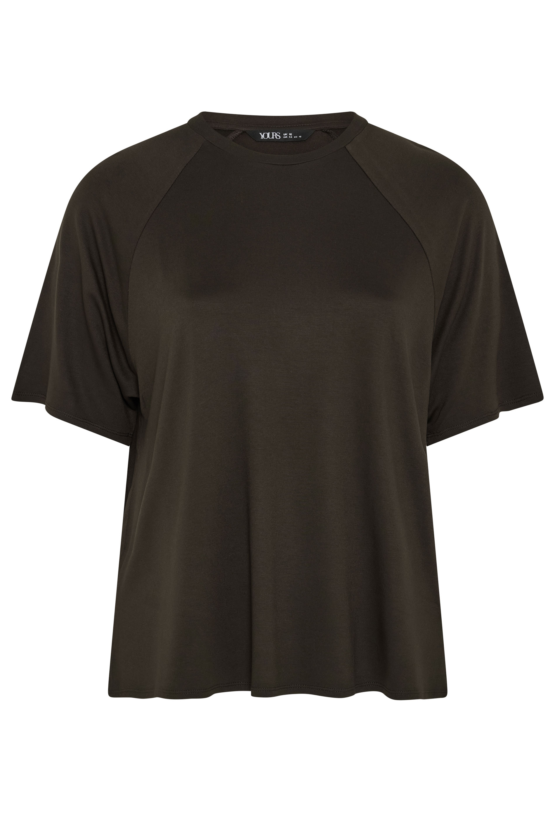 YOURS Plus Size Brown Soft Touch Raglan T-Shirt | Yours Clothing 5
