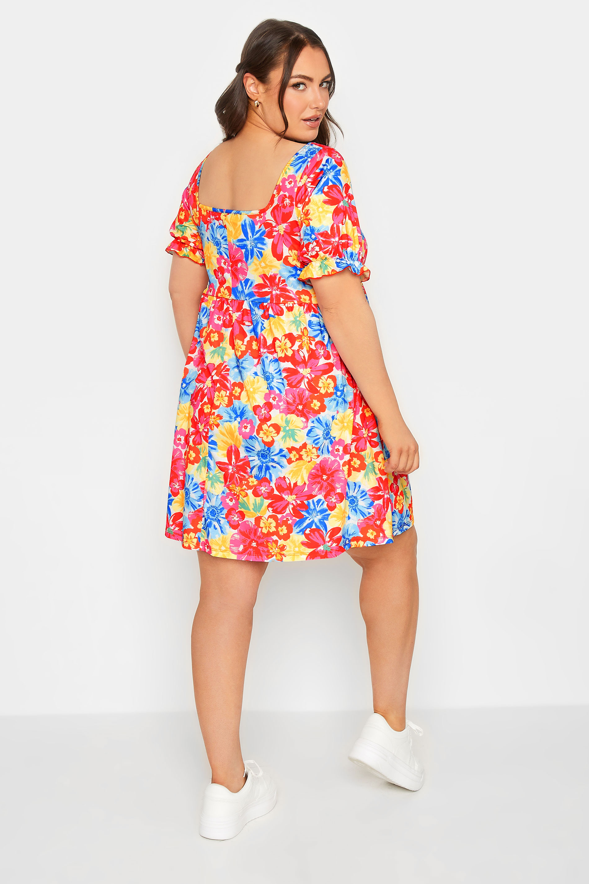 LIMITED COLLECTION Plus Size Red Floral Print Sweetheart Dress | Yours Clothing 3