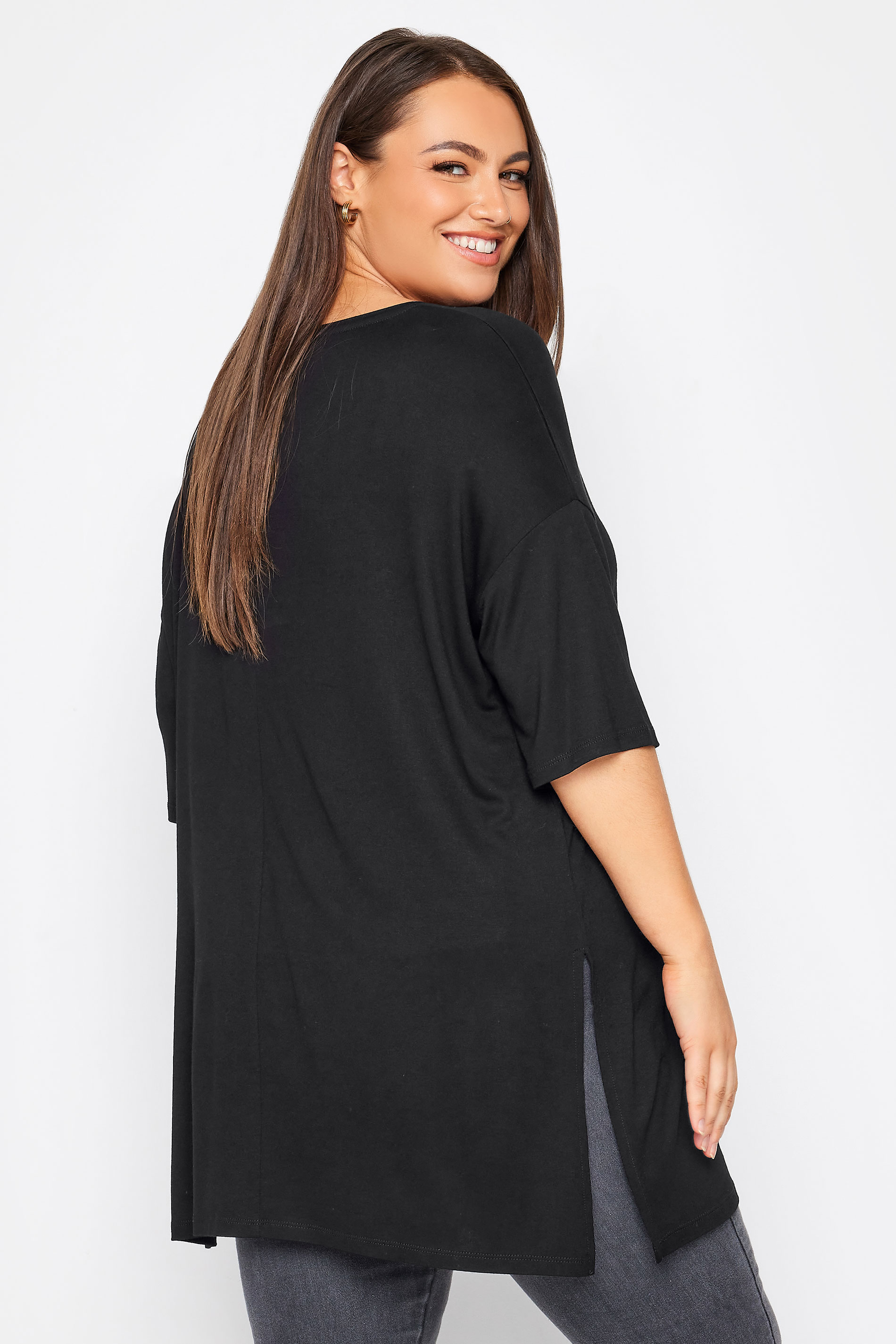 YOURS Curve Plus Size Black 'Literally Dead' Slogan T-Shirt | Yours Clothing  3