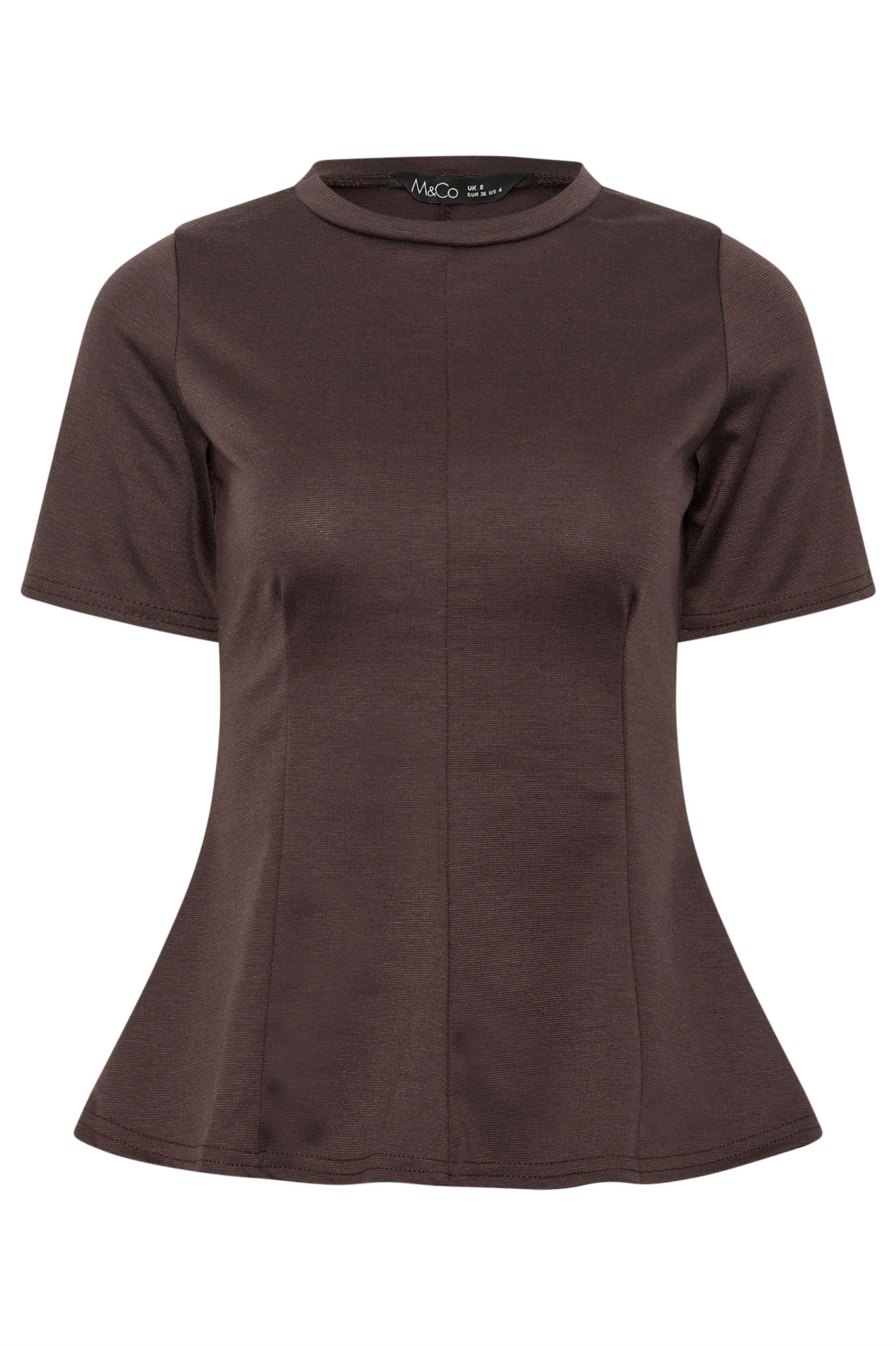 M&Co Petite Chocolate Brown Fitted Waist T Shirt | M&Co 5