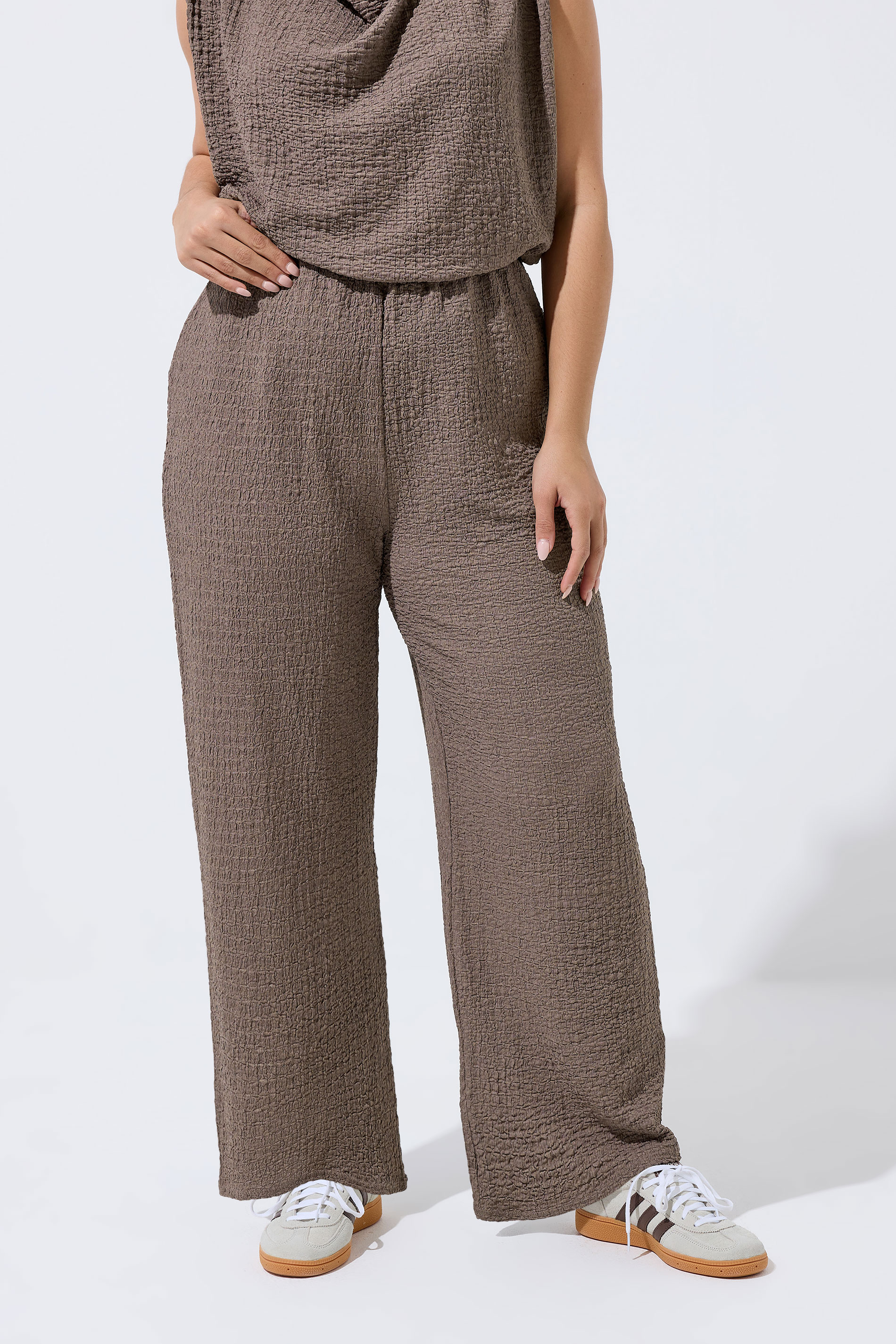 LIMITED COLLECTION Plus Size Brown Textured Trousers | Yours Clothing 2
