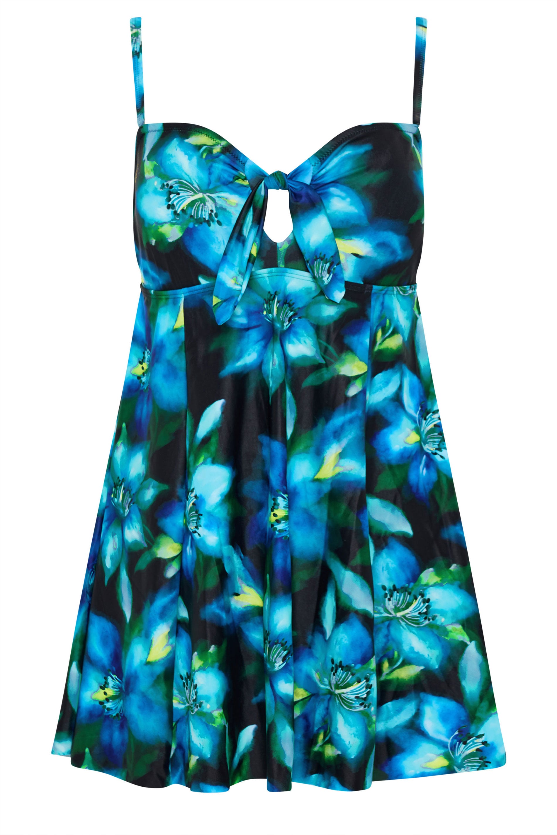 M&Co Blue Blurred Floral Print Knot Front Swimdress | M&Co 6