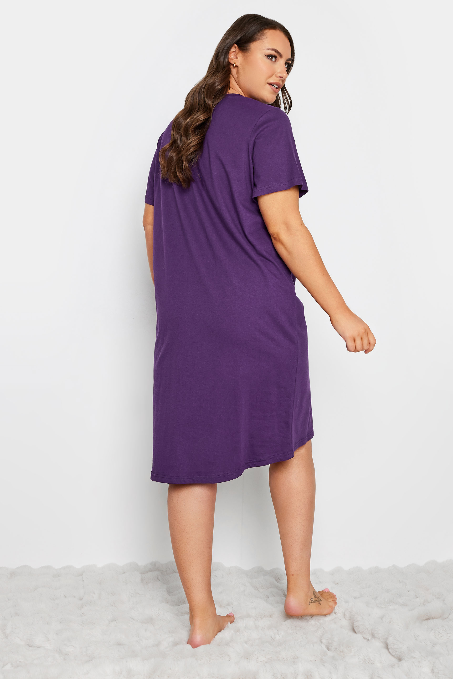 YOURS Plus Size Purple 'Follow Your Dreams' Slogan Nightdress | Yours Clothing 3