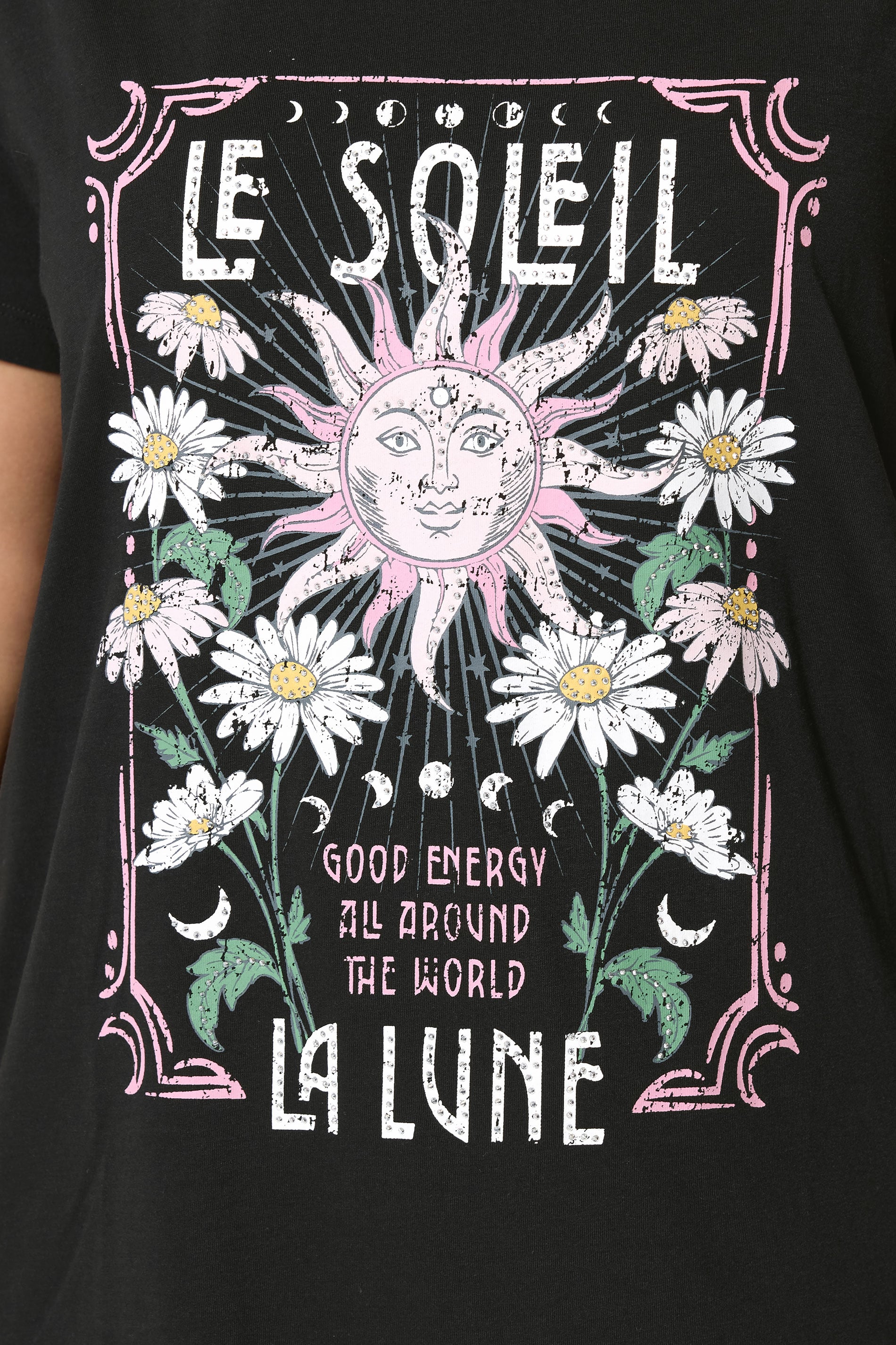 YOURS Plus Size Black 'Le Soleil' Graphic T-Shirt | Yours Clothing 5