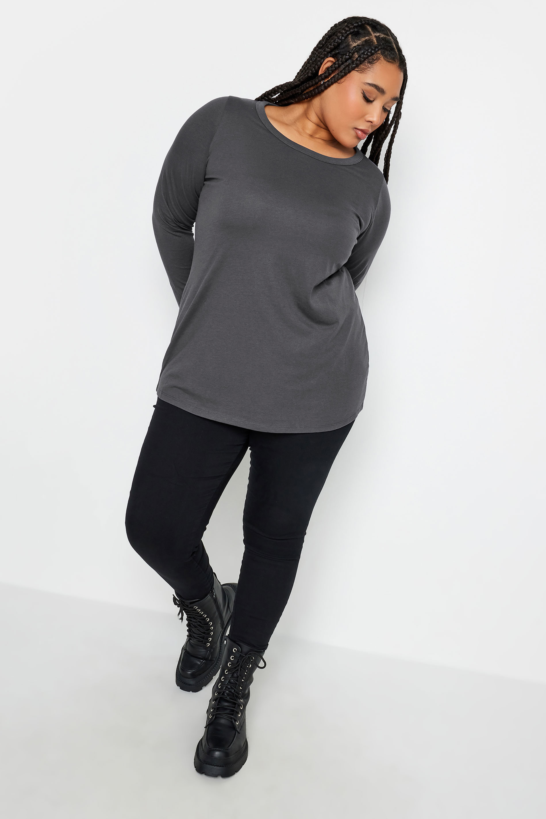 YOURS Plus Size Grey Long Sleeve Top | Yours Clothing 2