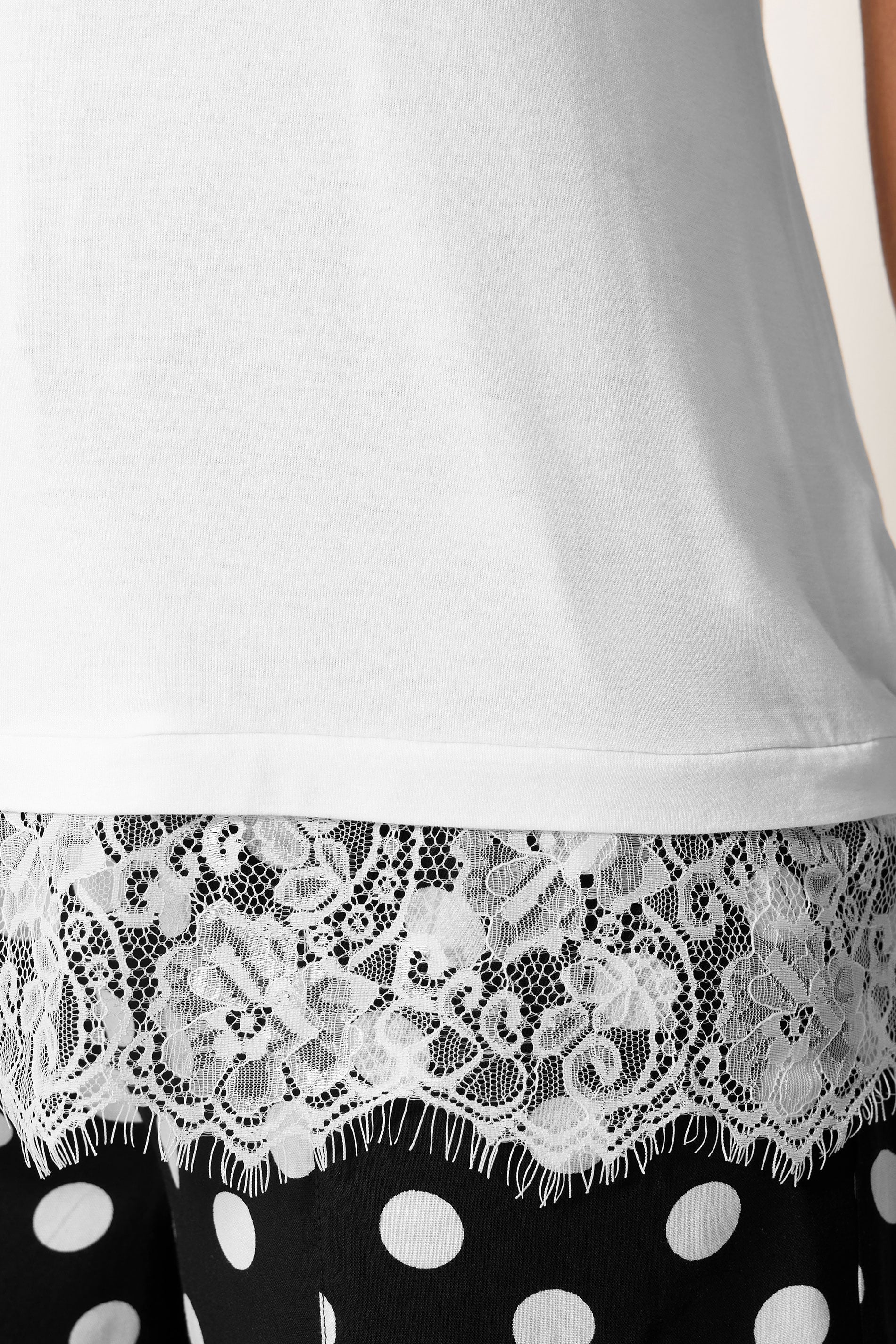 M&Co Ivory White Lace Hem T-Shirt | M&Co 4