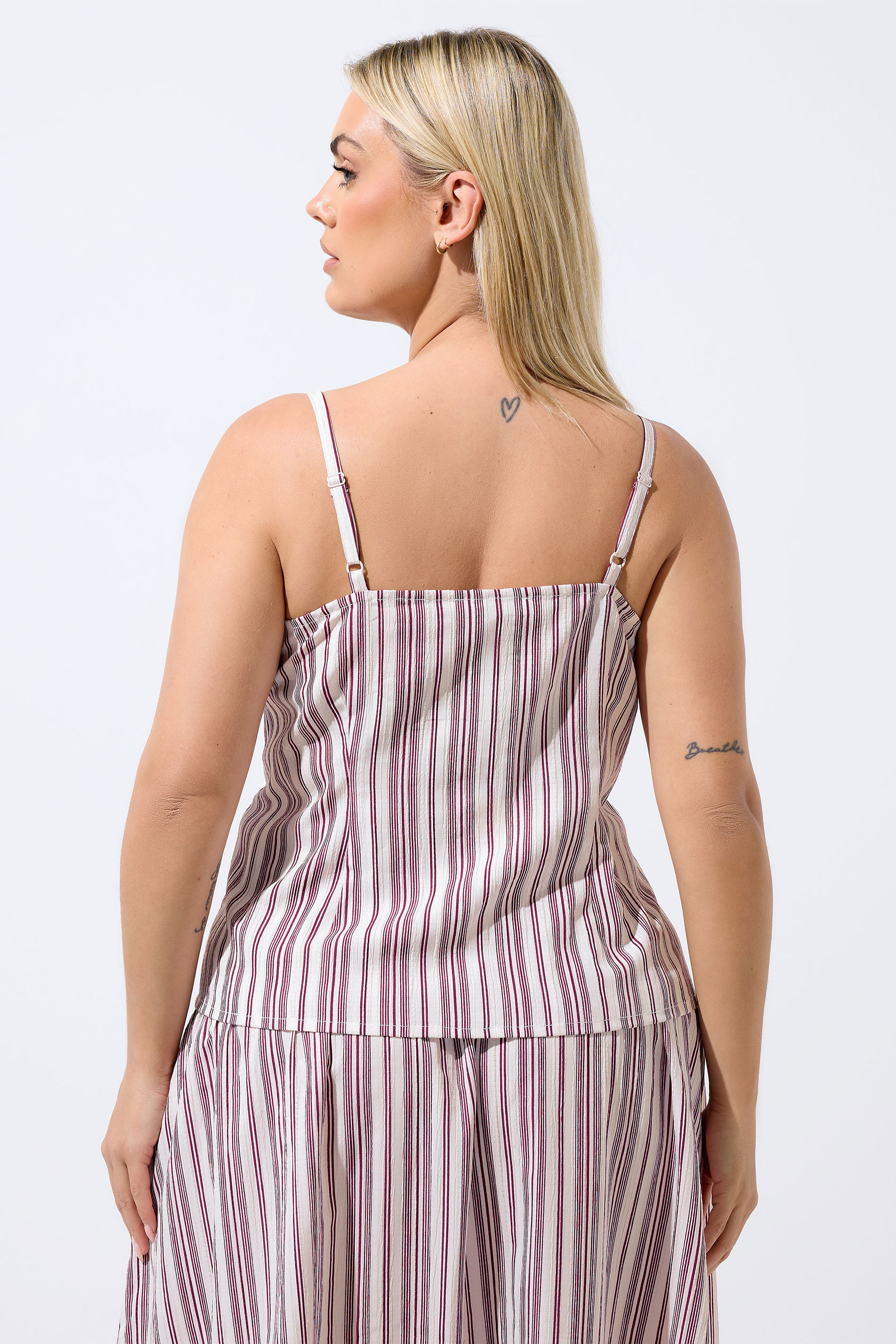 LIMITED COLLECTION Plus Size Red & White Stripe Strappy Waistcoat | Yours Clothing 2