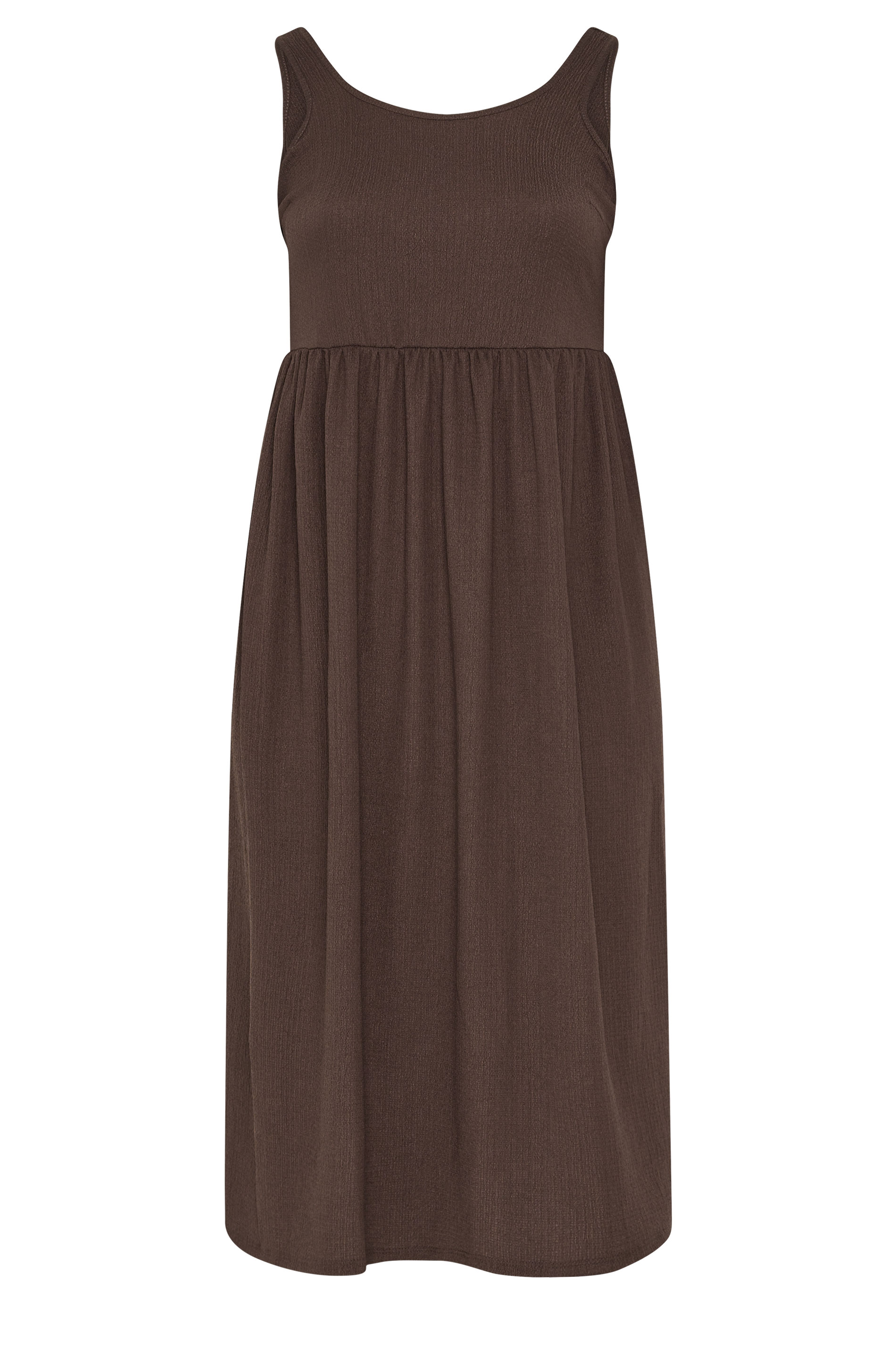 YOURS Plus Size Chocolate Brown Crinkle Midi Dress | Yours Clothing 5