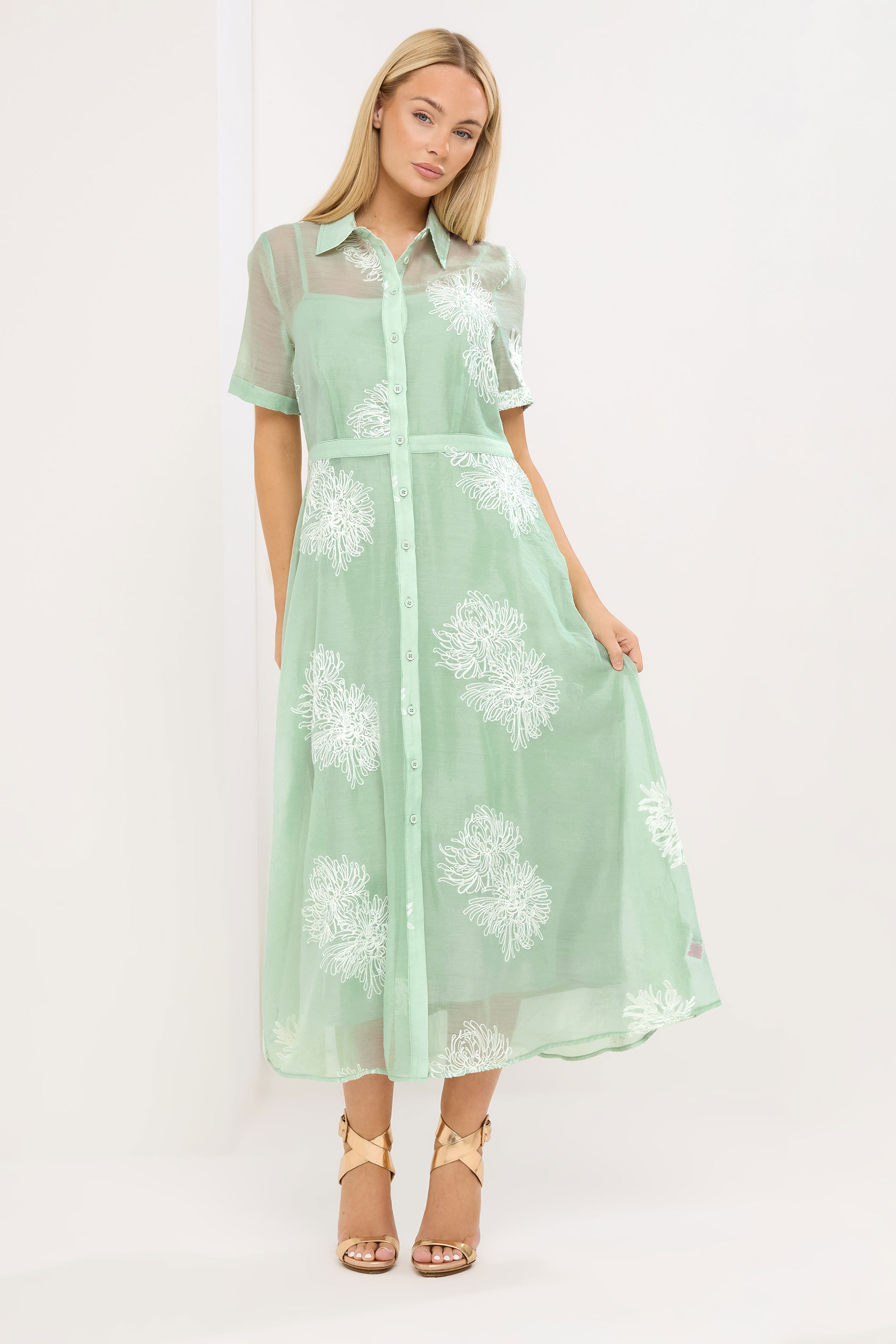 STAR Sage Green Embroidered Shirt Dress | StarByJM 1