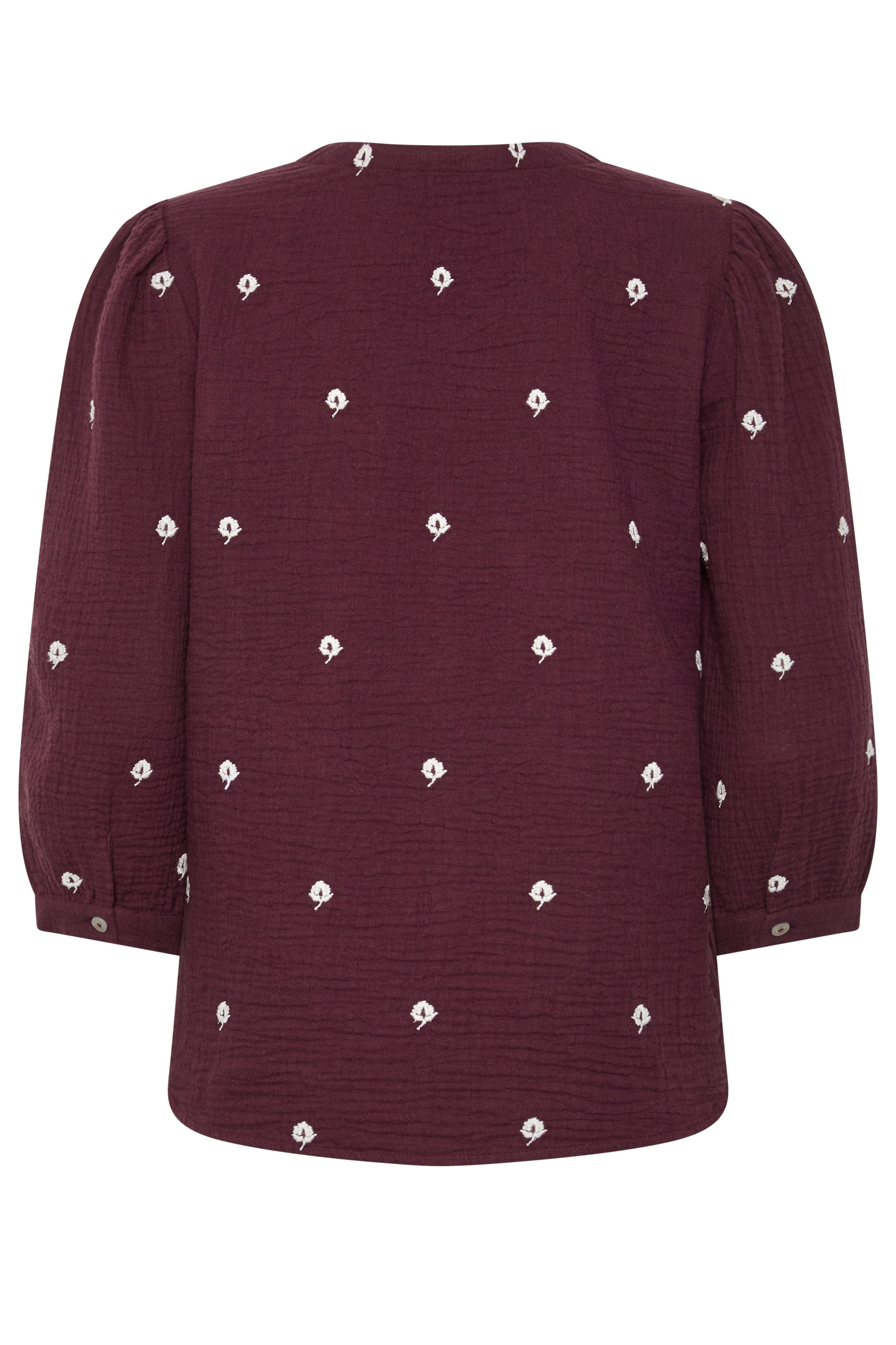 M&Co Berry Purple Floral Embroidered Cotton Blouse | M&Co 6