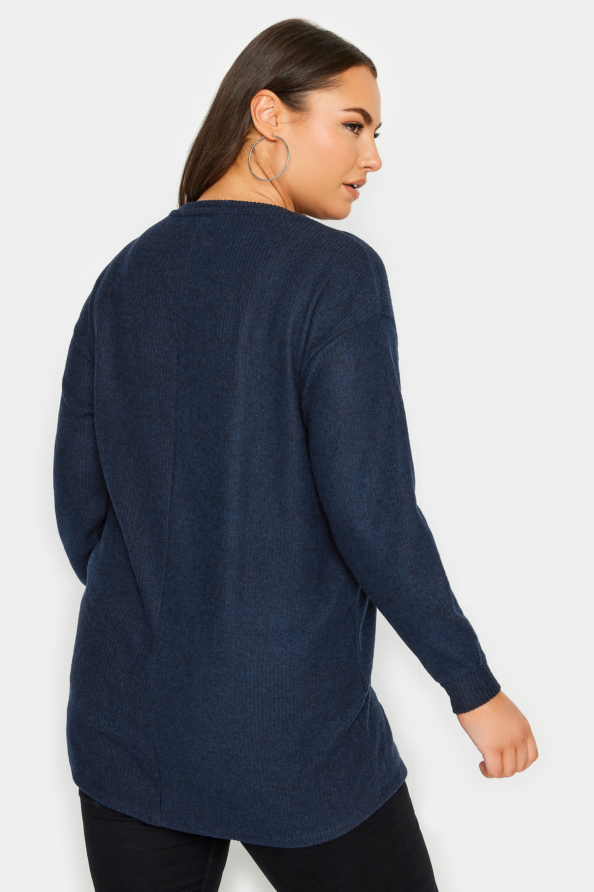 YOURS LUXURY Plus Size Blue Star Sequin Sweatshirt | Yours Clothing 3