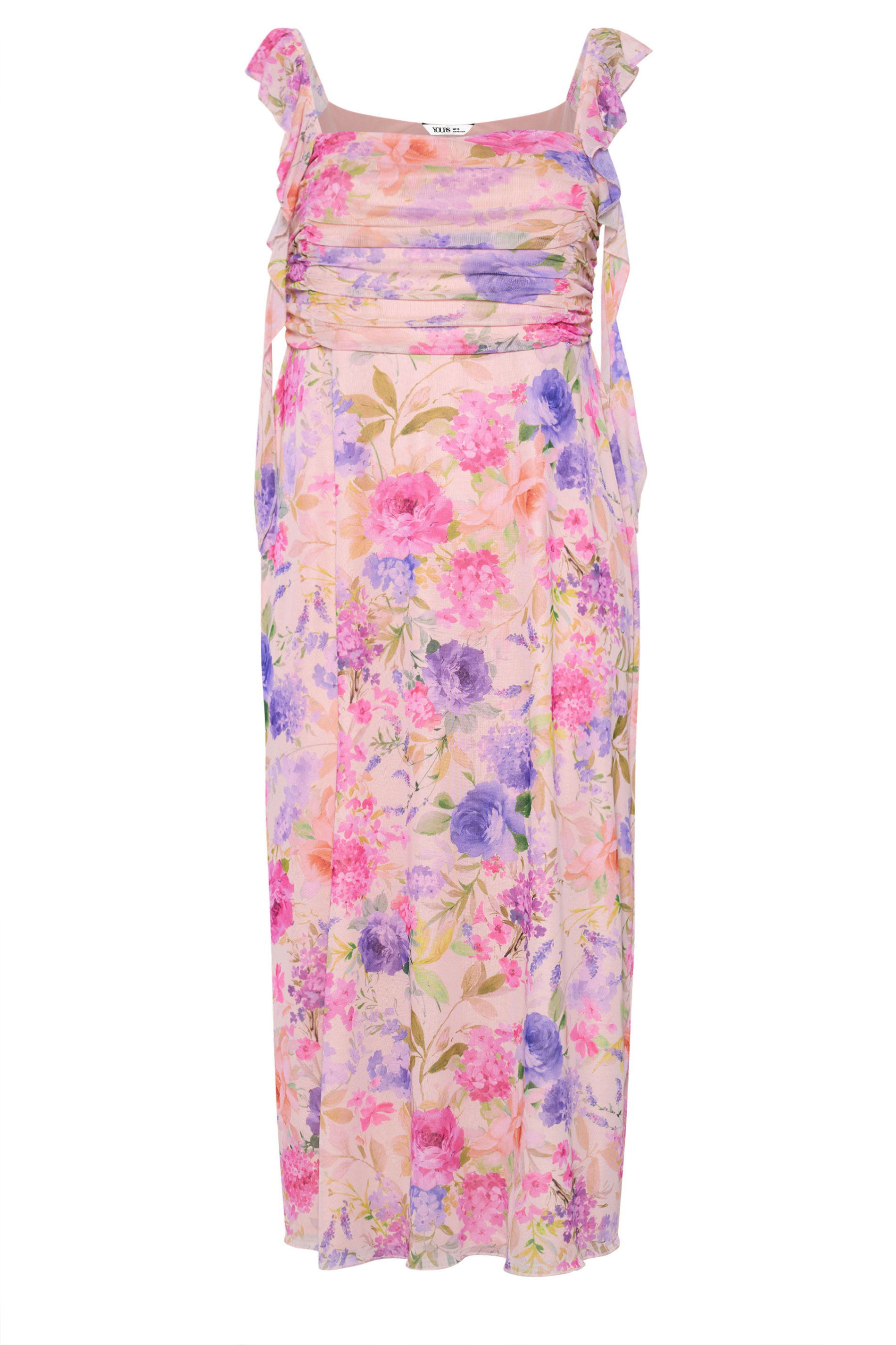 YOURS LONDON Plus Size Nude Floral Ruffle Dress 5