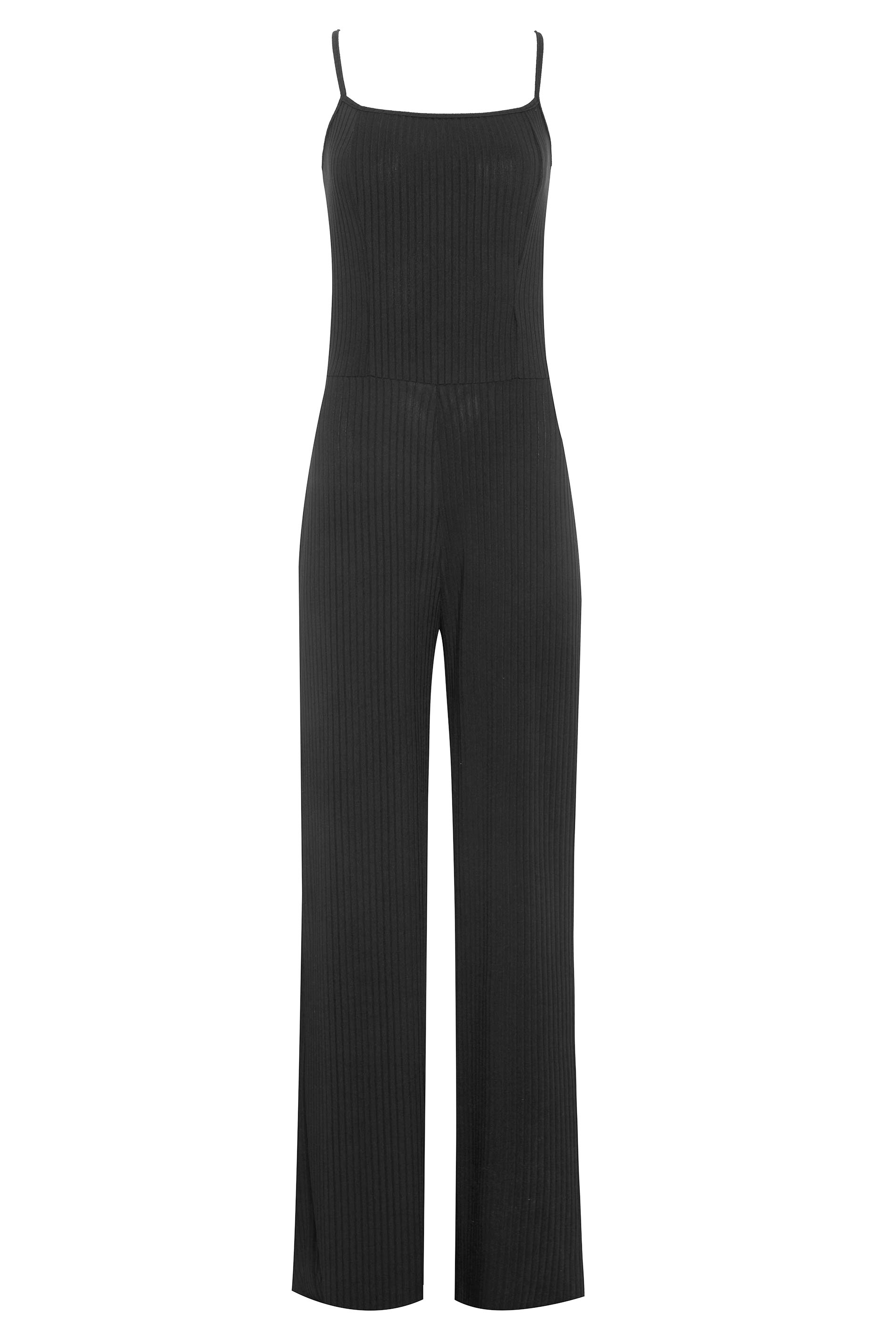 LTS Black Ribbed Wide Leg Jumpsuit | Long Tall Sally