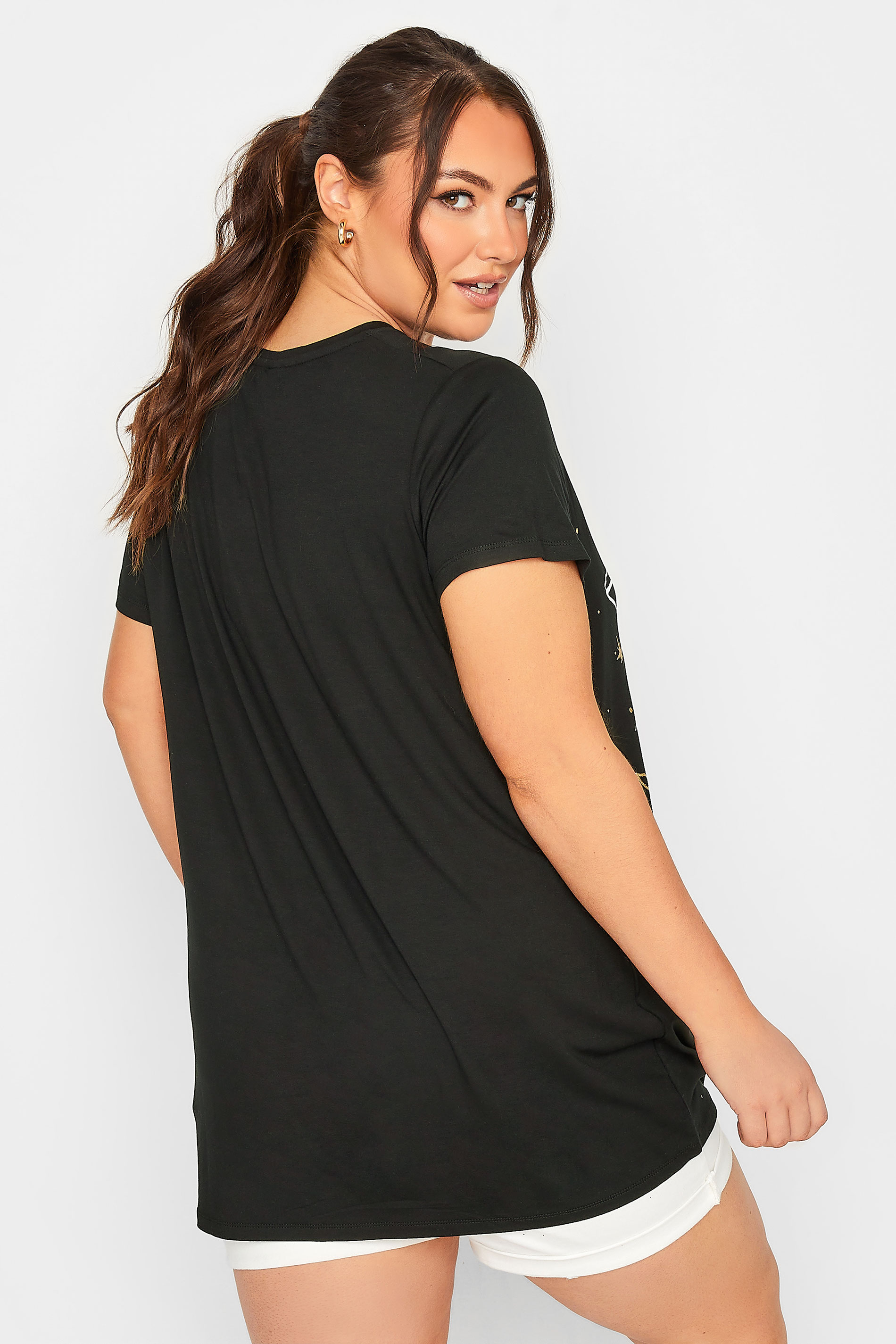 Womens Yours Curve Printed T-Shirt - Black