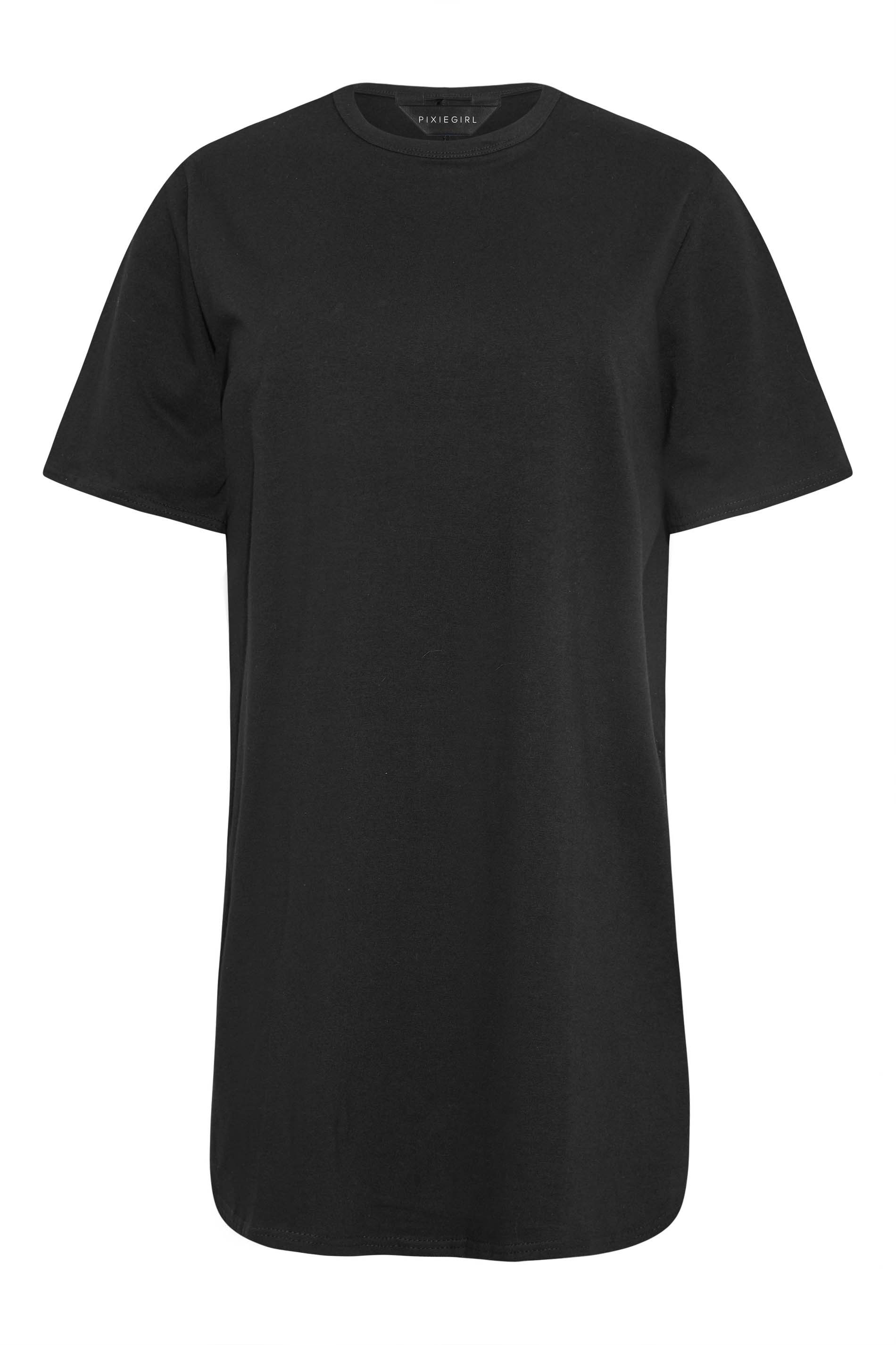 Petite Black Oversized T-Shirt Dress | PixieGirl