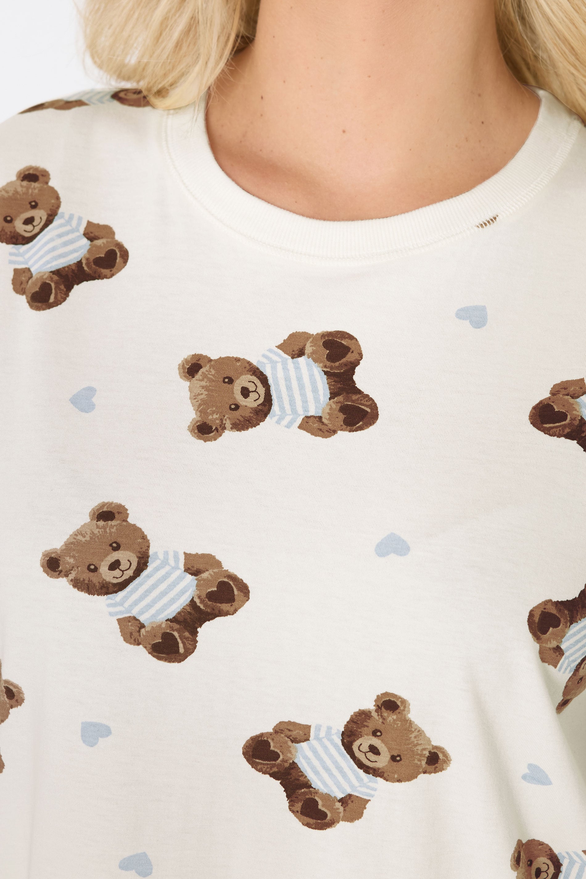YOURS Plus Size Ivory White Teddy Print Sleep Tee Nightdress | Yours Clothing 5