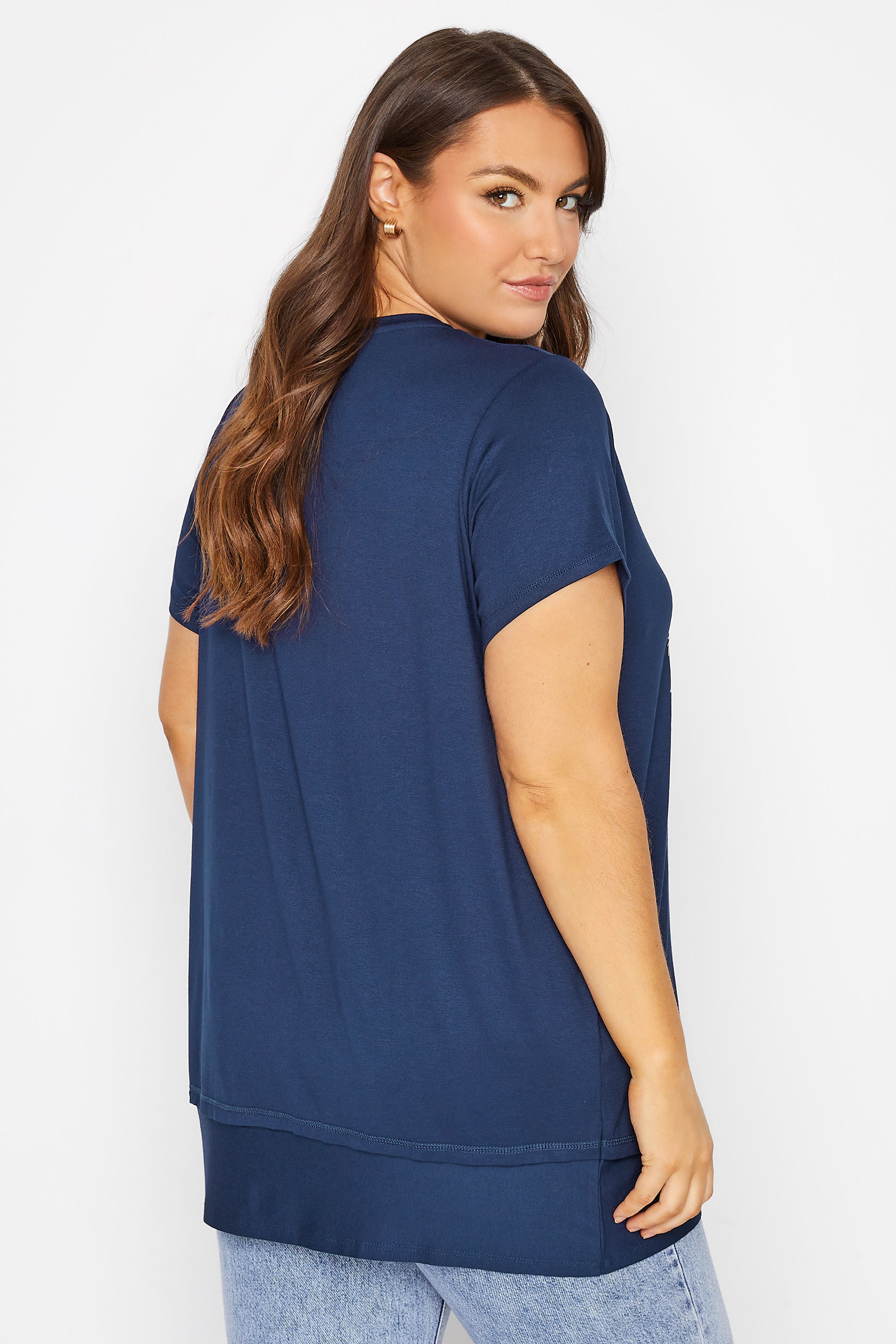 Grande taille  Tops Grande taille  T-Shirts | T-Shirt Bleu Marine en Jersey Graphique Tigre - UQ66952