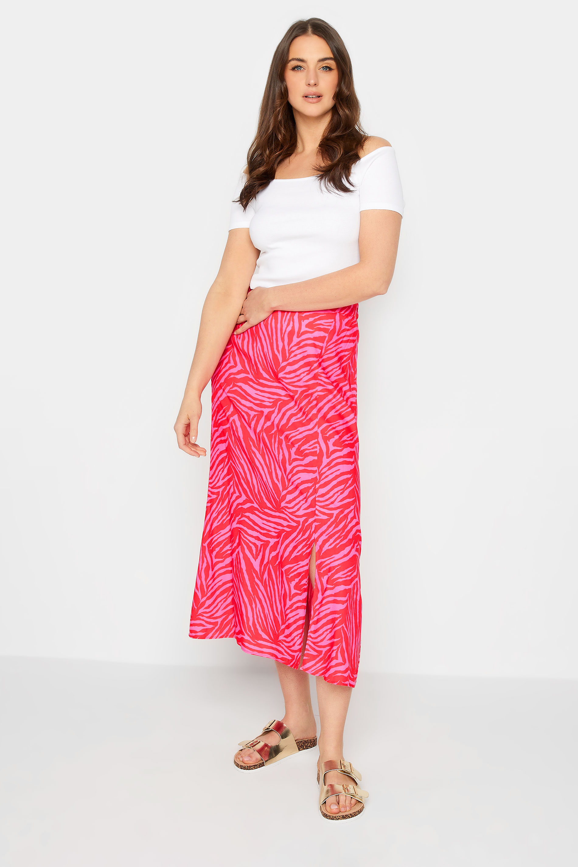 Tall Women's LTS Pink Zebra Print Midi Skirt | Long Tall Sally 2