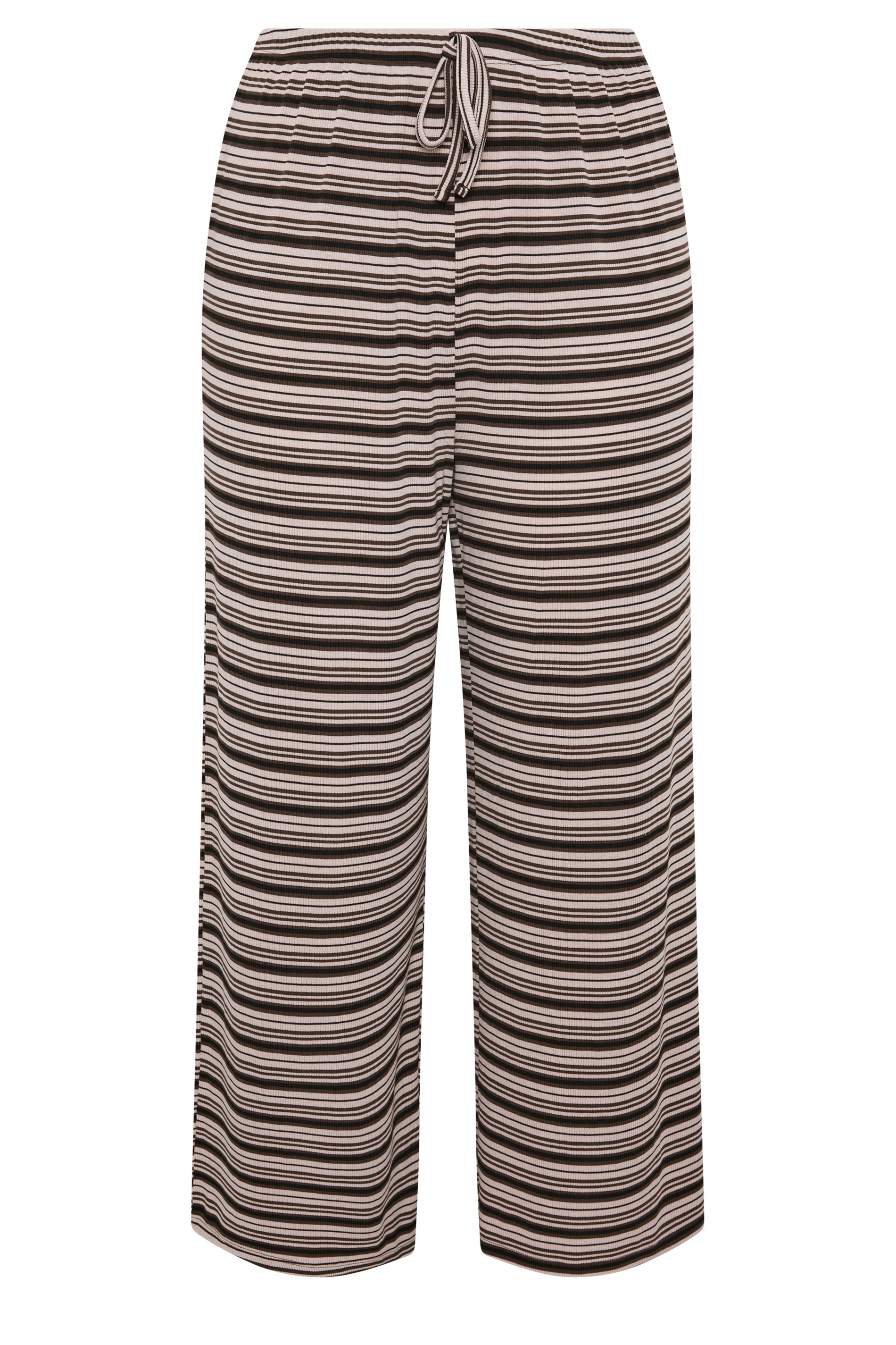 LIMITED COLLECITON Plus Size Brown Stripe Ribbed Wide Leg Trousers | Yours Clothing 5