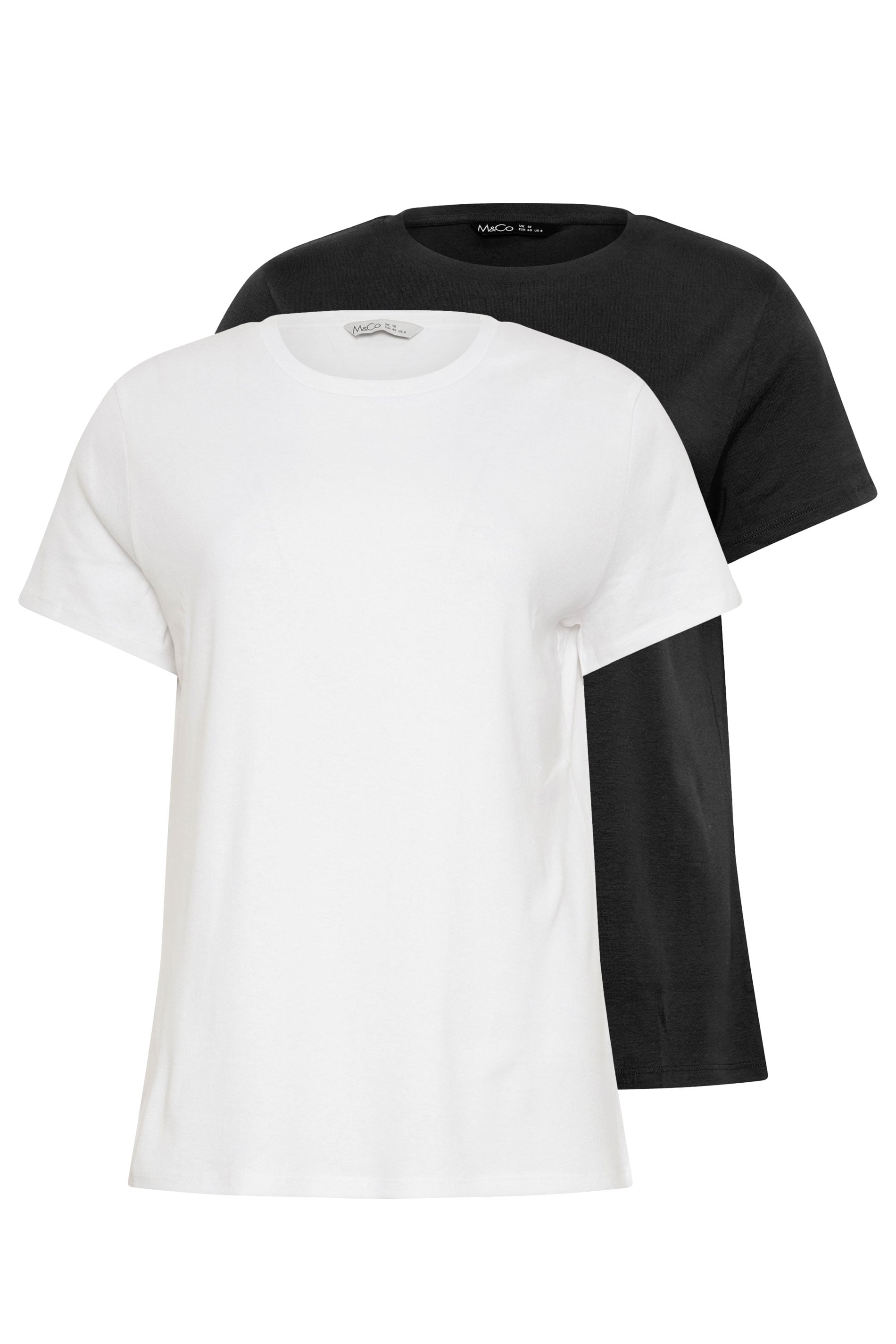 M&Co 2 PACK Black & White Short Sleeve Cotton T-Shirts | M&Co 7