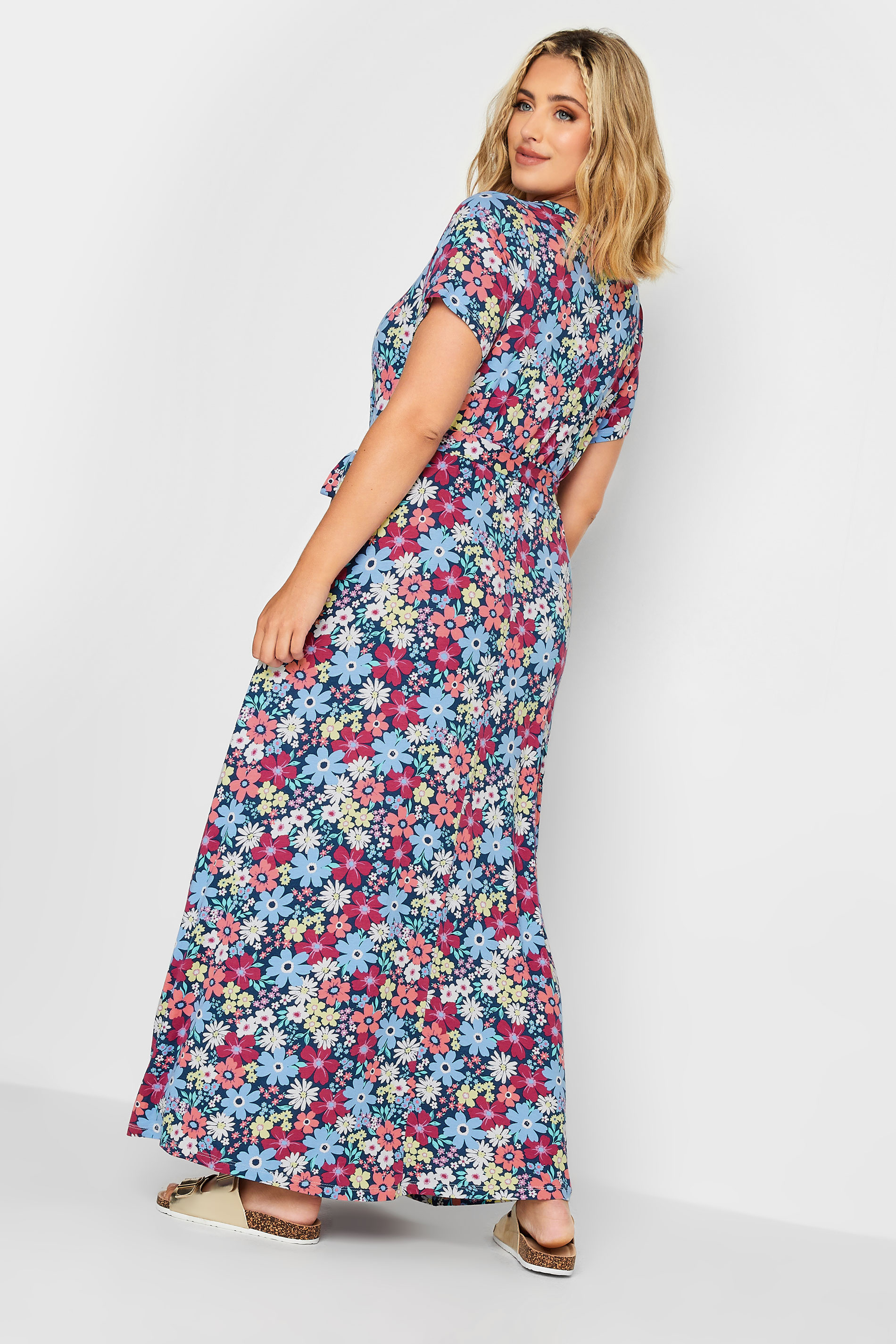 YOURS Curve Plus Size Light Blue Floral Midaxi Dress | Yours Clothing  3