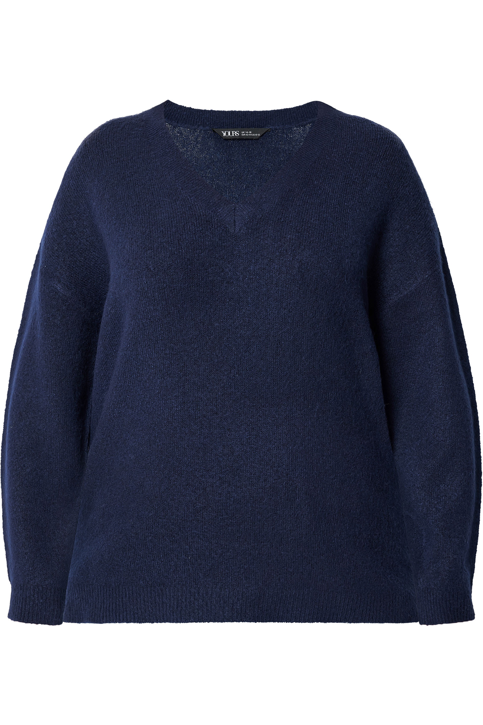 YOURS Plus Size Navy Blue V-Neck Soft Touch Jumper | Yours Clothing 5