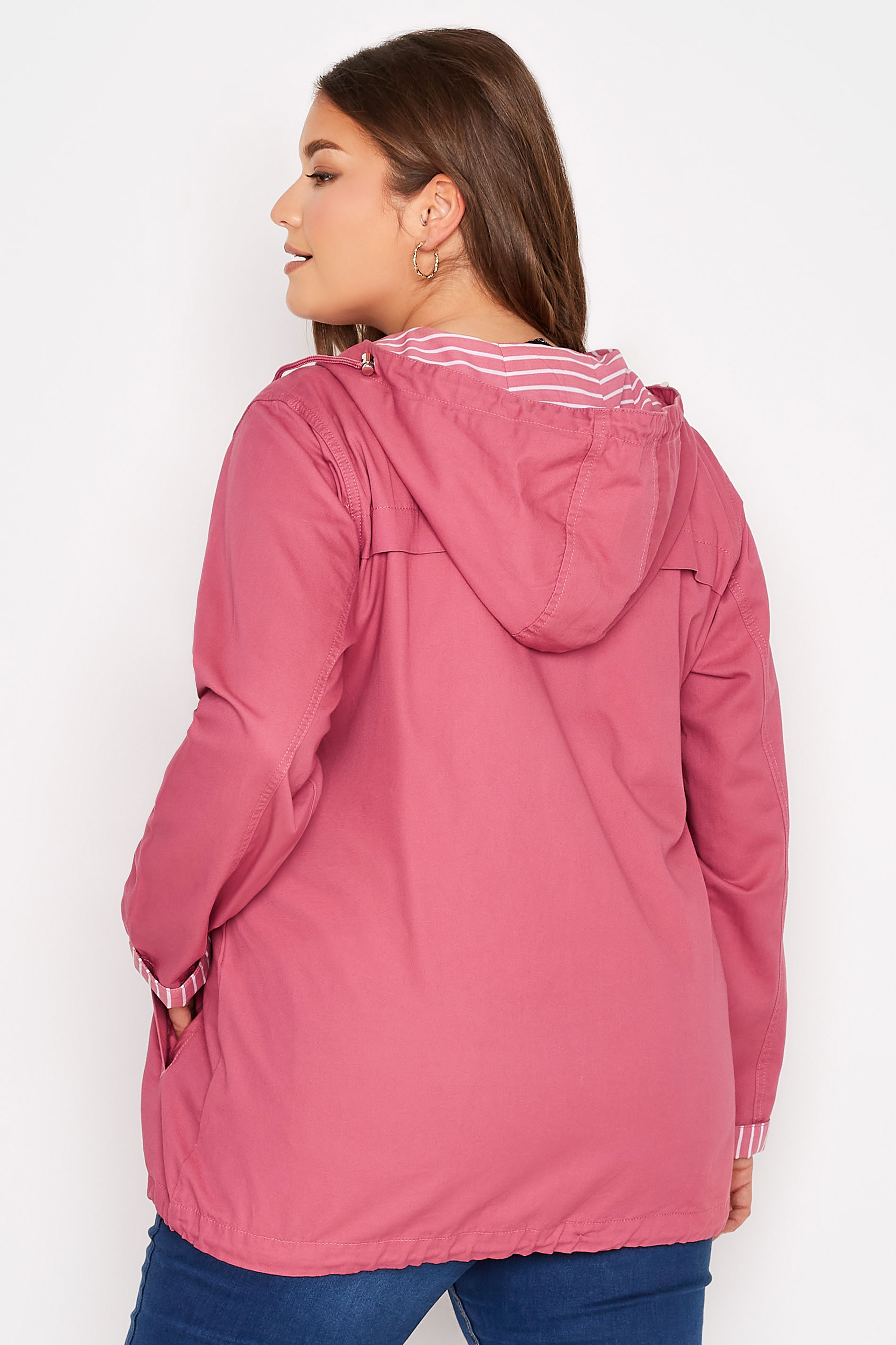 Plus Size Pink Contrast Parka Jacket | Yours Clothing  3