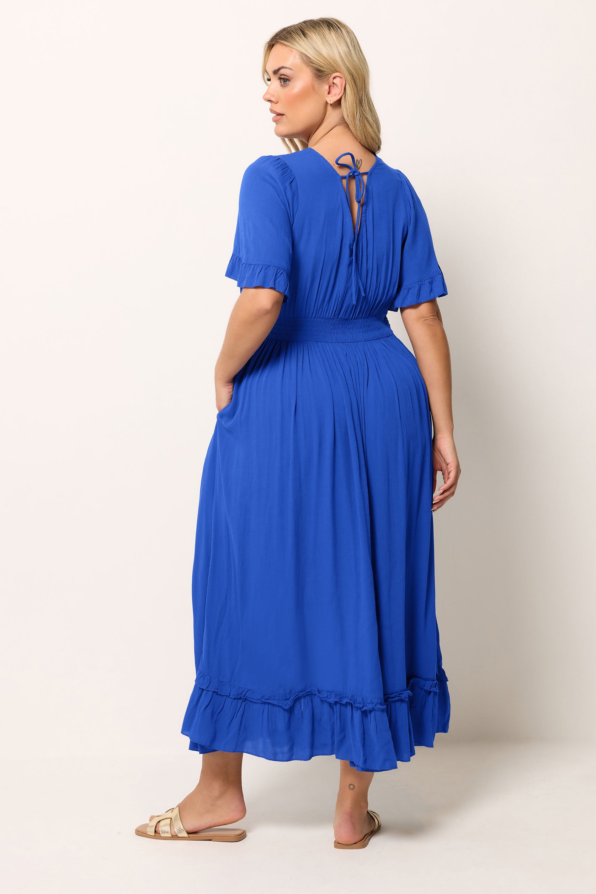 YOURS Plus Size Cobalt Blue Crochet Maxi Dress | Yours Clothing 2