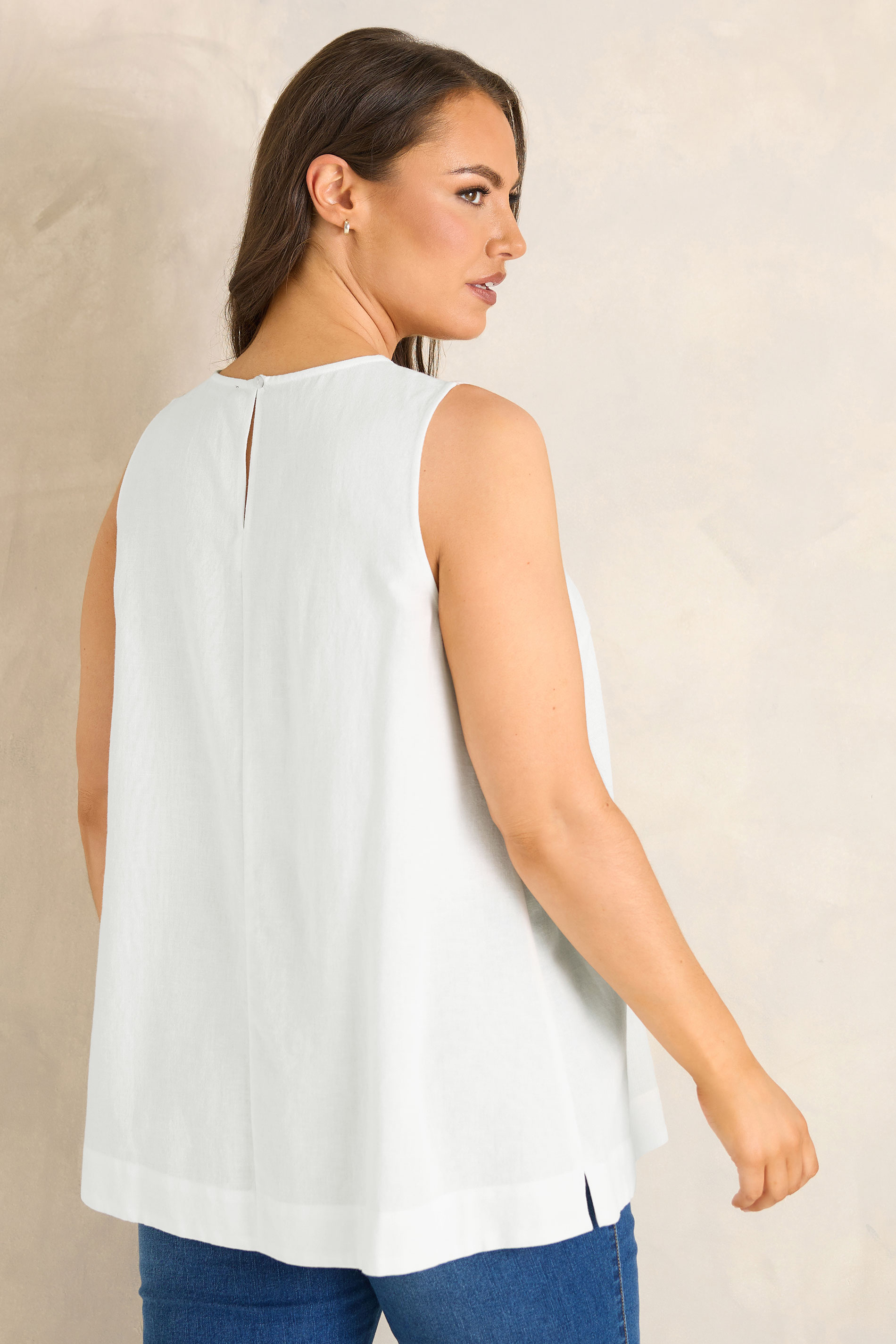 EVANS Plus Size White Linen Vest Top | Evans 2