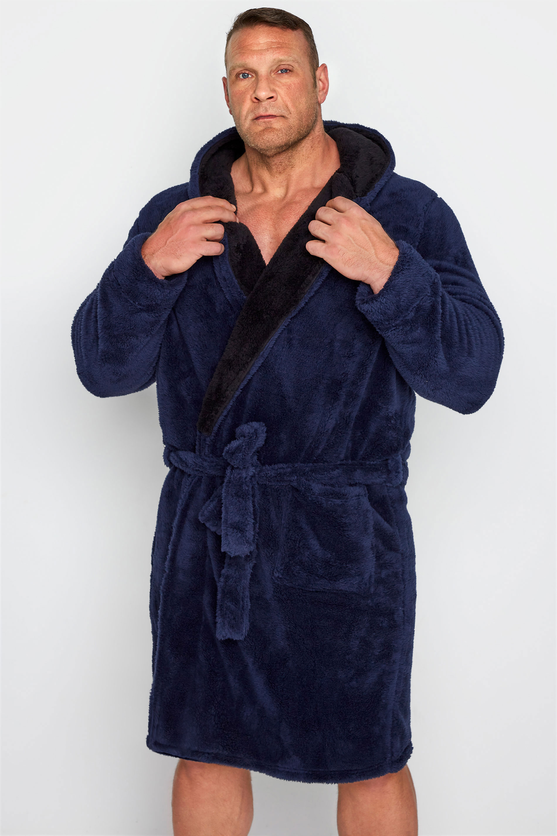 D555 Navy Newquay Soft Dressing Gown | BadRhino 1