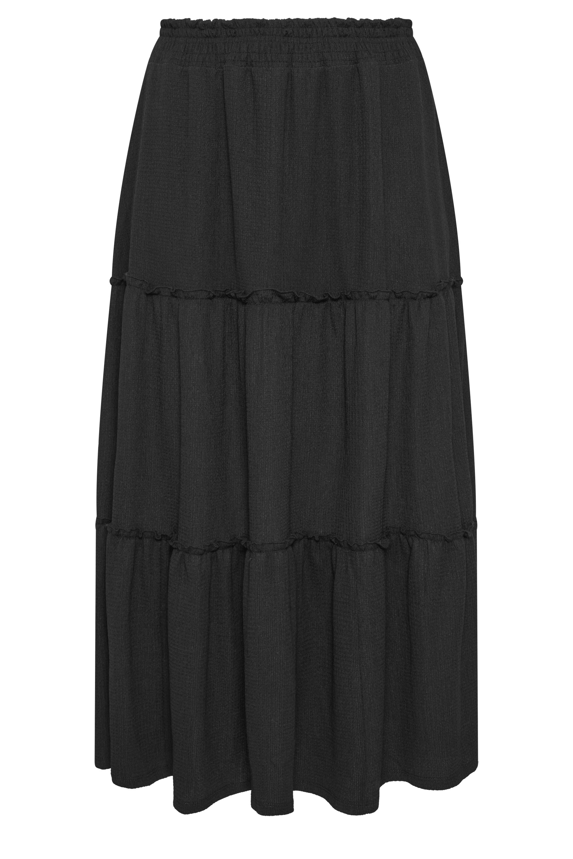 YOURS Plus Size Black Tiered Maxi Skirt | Yours Clothing 5