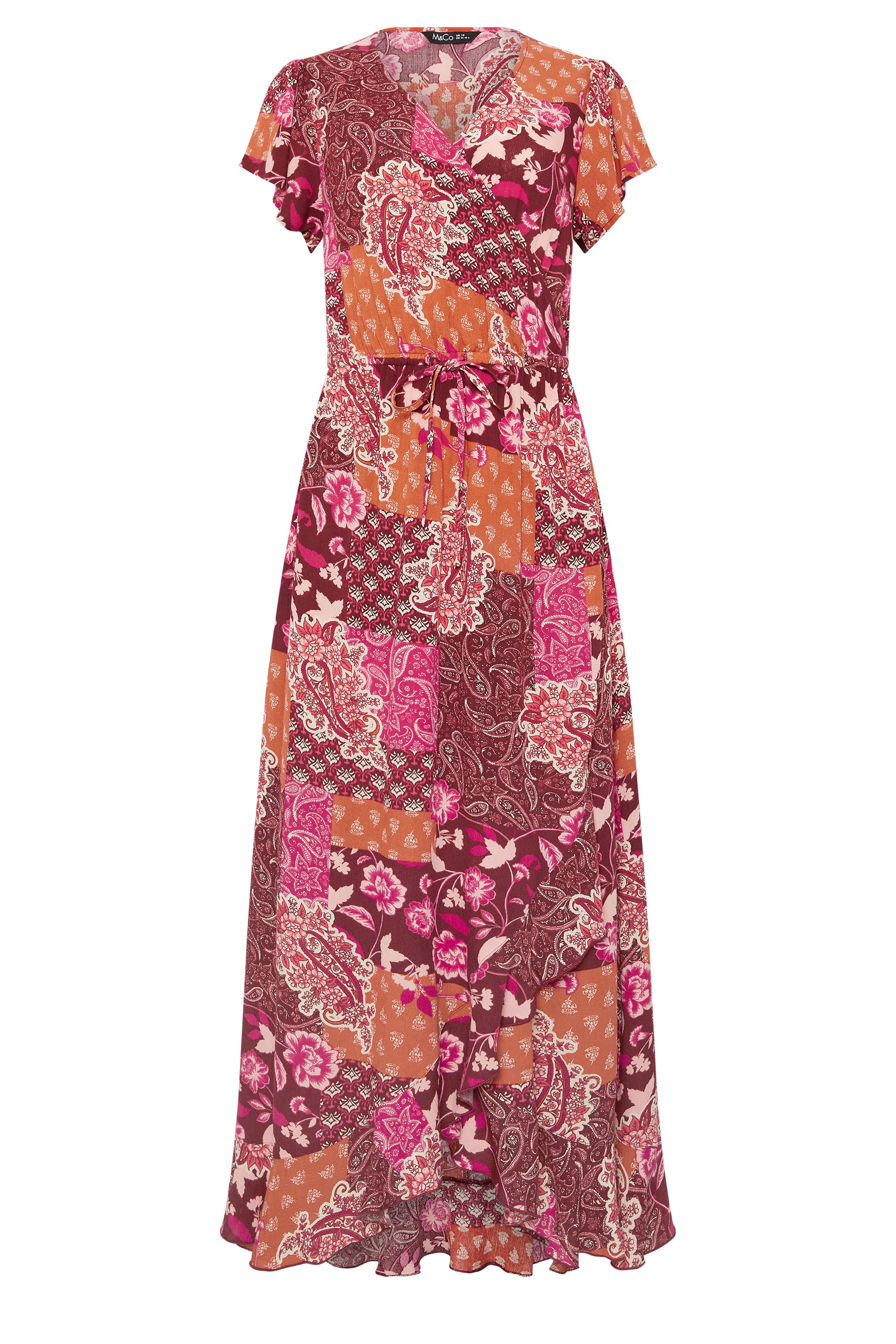M&Co Red Abstract Floral Print Wrap Maxi Dress | M&Co 6