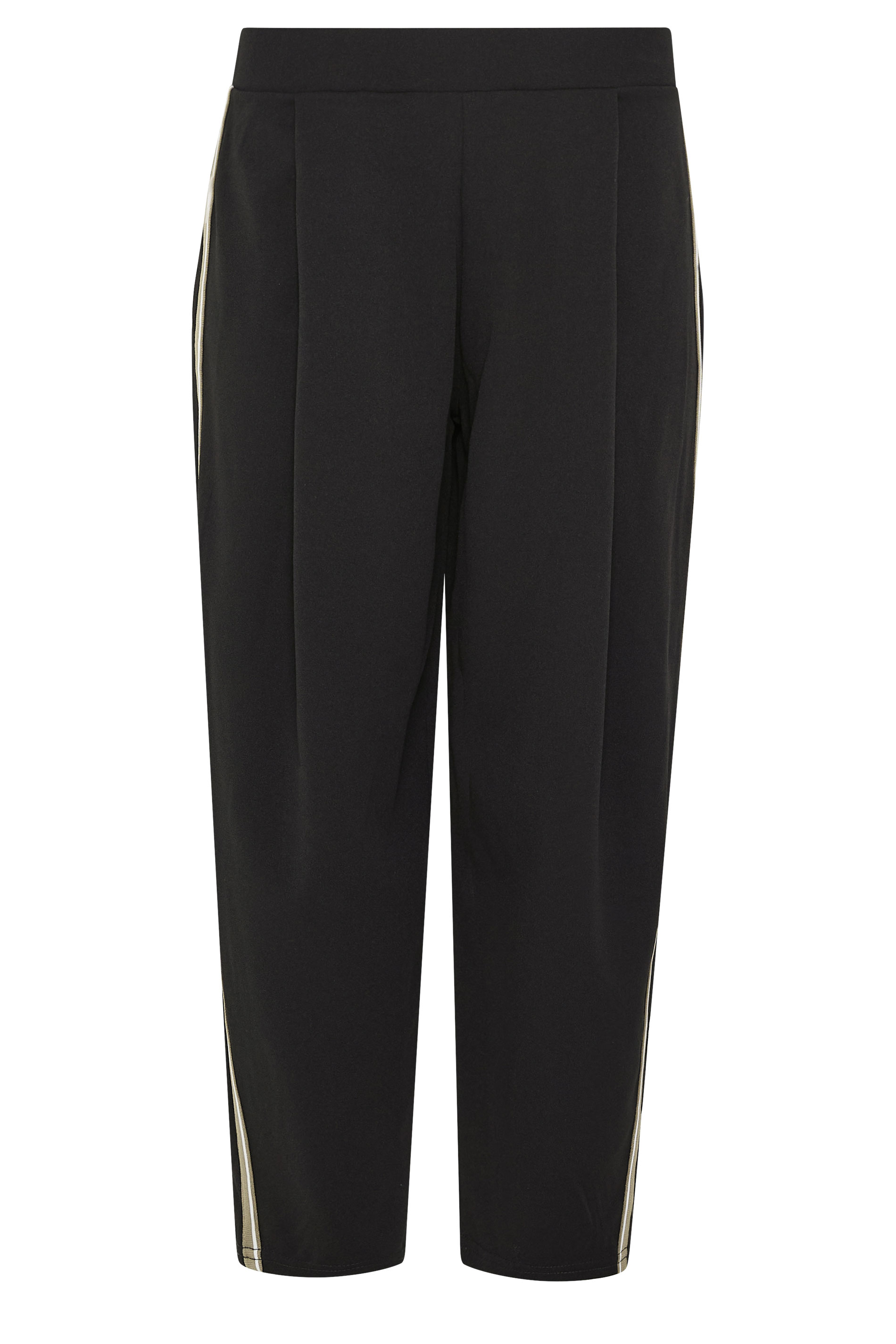 PixieGirl Petite Women's Black Side Stripe Detail Barrel Leg Trousers | PixieGirl 5