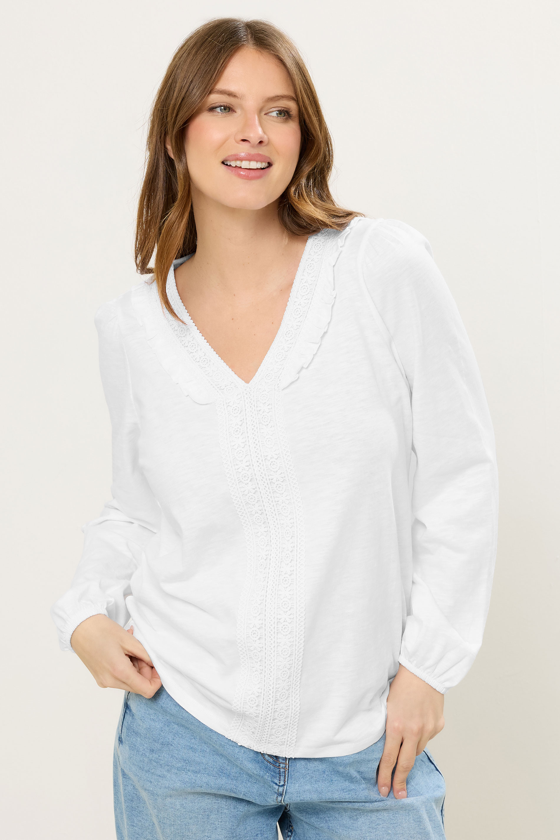 M&Co White Frill Detail Cotton Blouse | M&Co 1