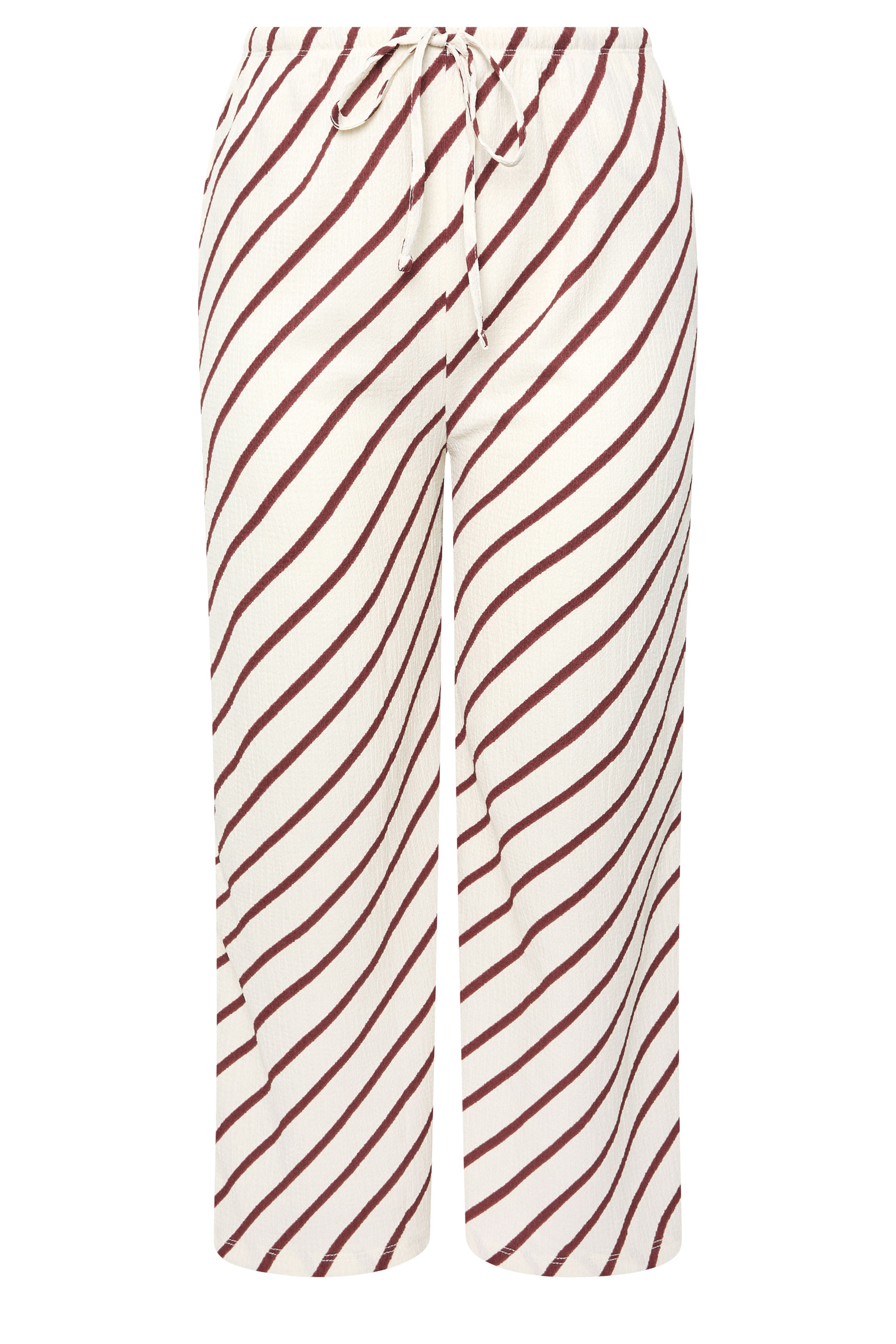 YOURS Plus Size  Natural Brown Stripe Wide Leg Trousers | Yours Clothing 5