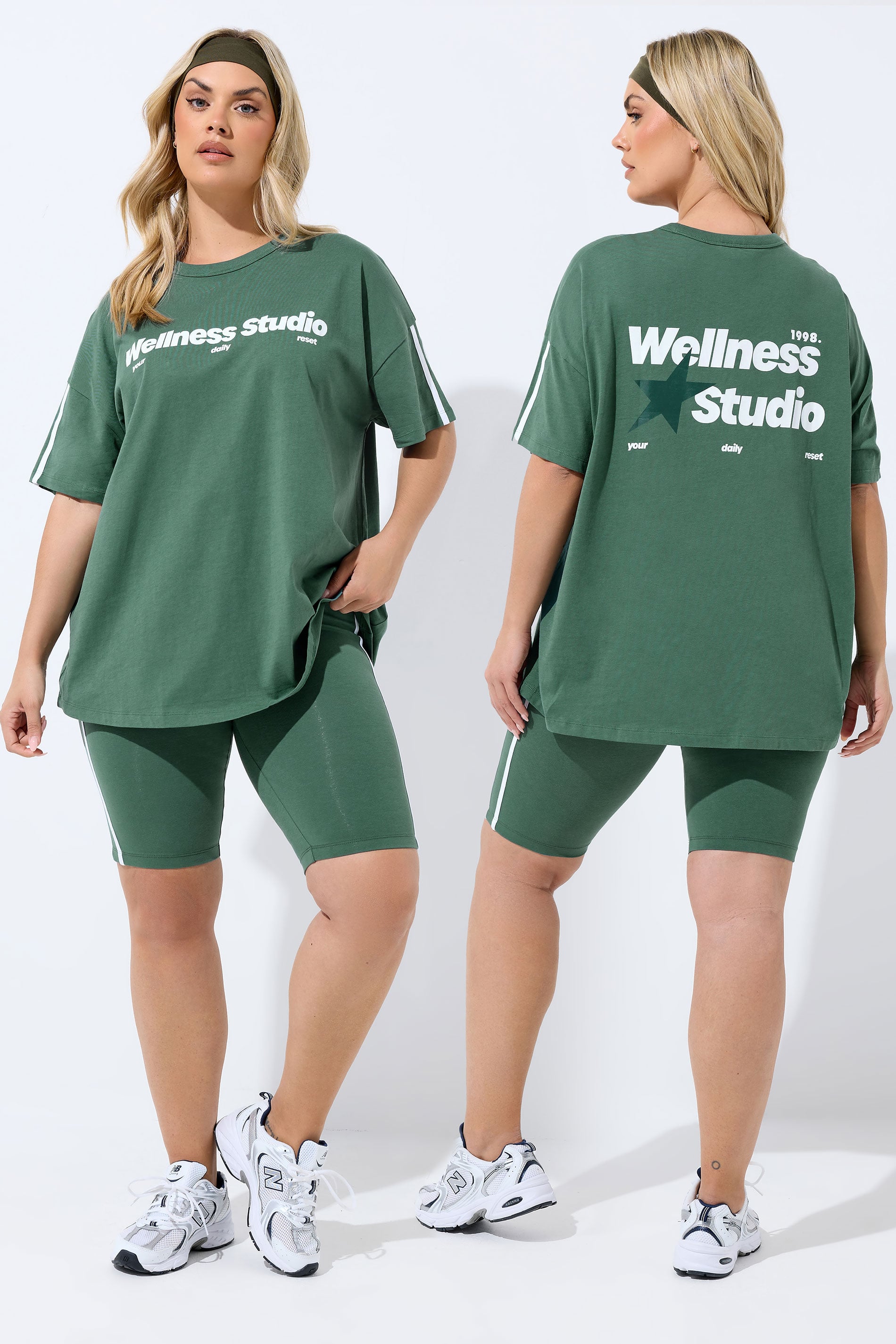 YOURS ACTIVE Plus Size Green 'Wellness Studio' T-Shirt | Yours Clothing 3