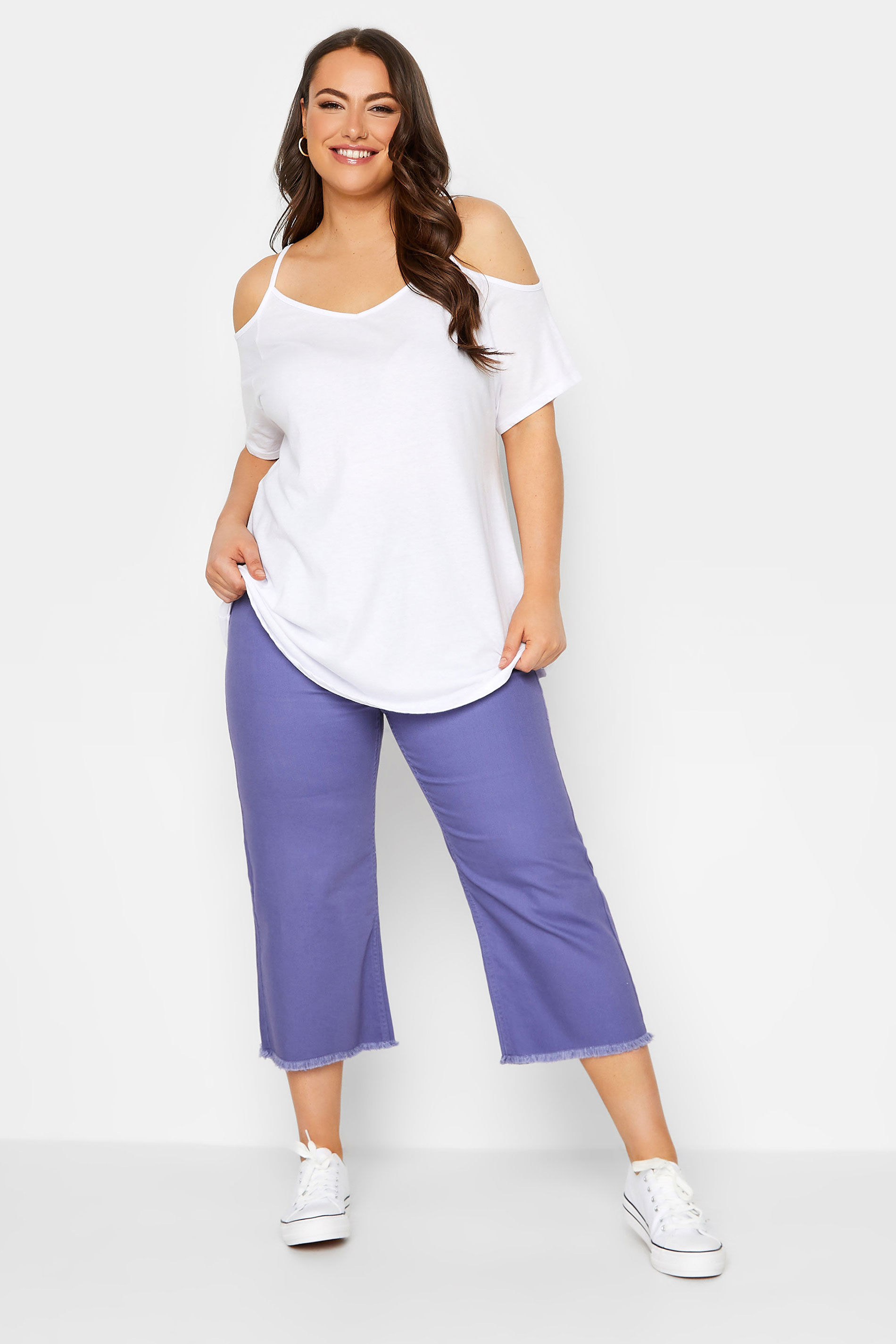 YOURS Plus Size Curve Purple Stretch Cropped Jeans | Yours Clothing  2