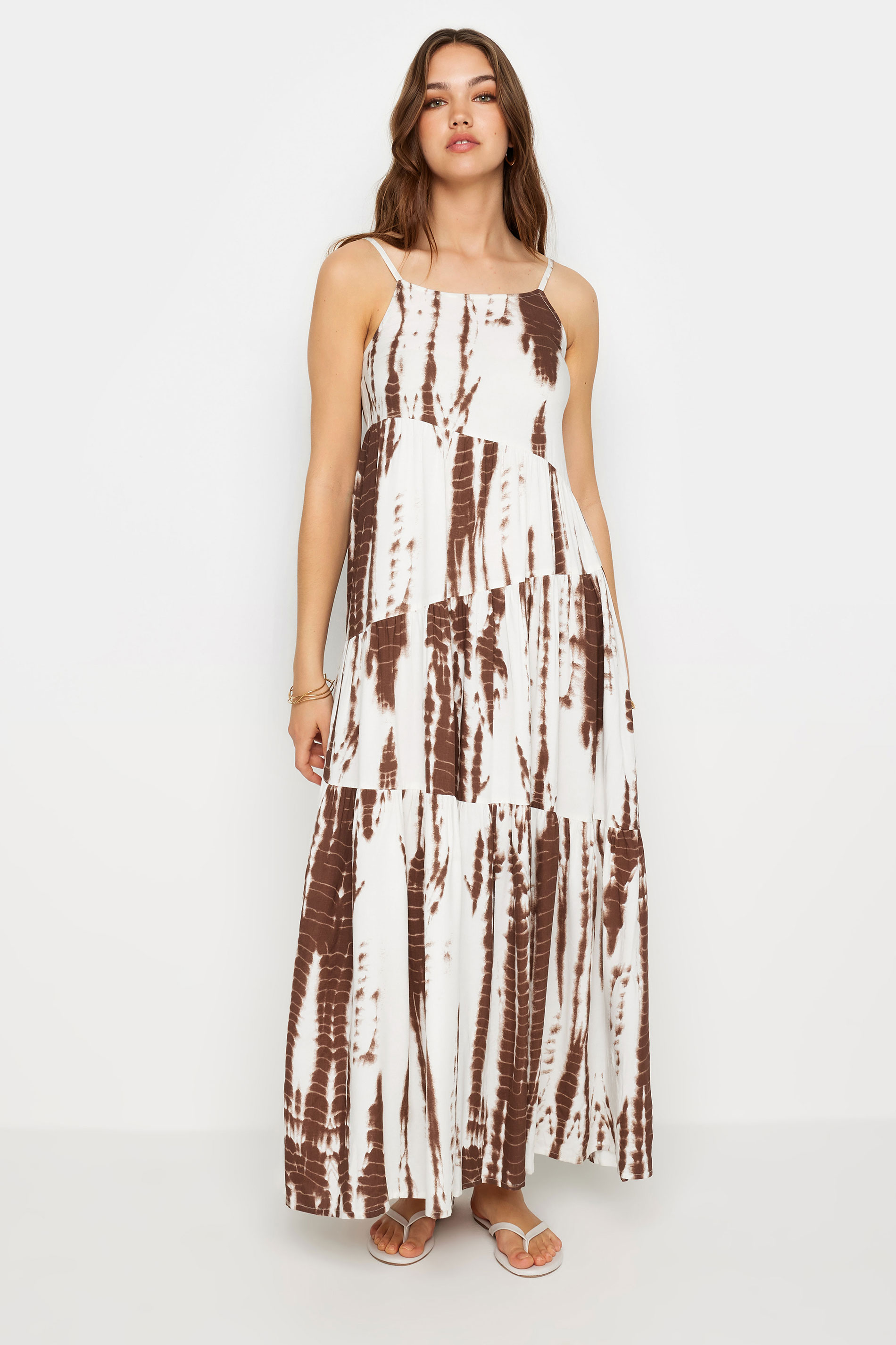 LTS Tall Women's Brown Tie Dye Strappy Maxi Dress | Long Tall Sally 2