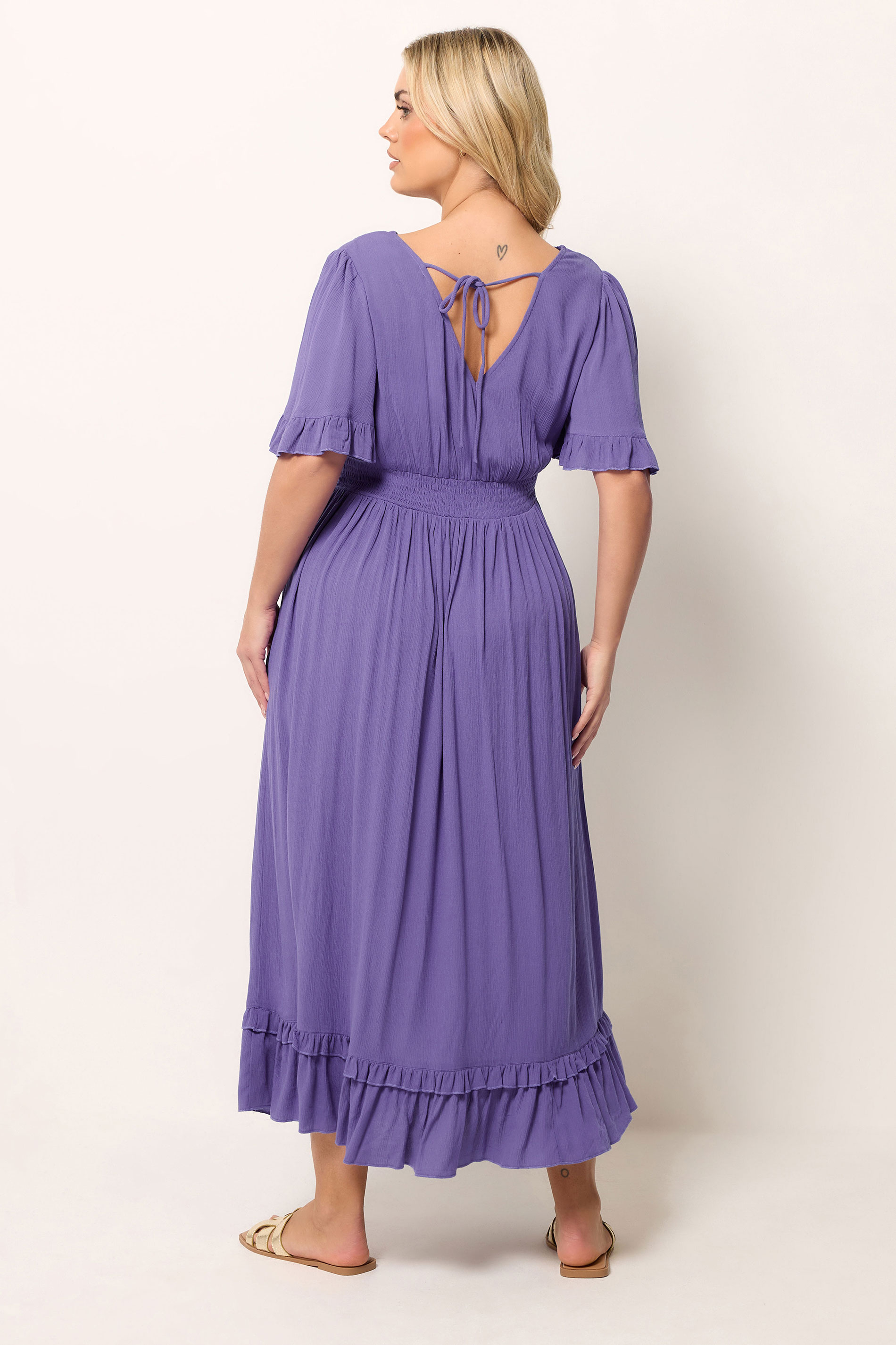YOURS Plus Size Purple Crochet Maxi Dress | Yours Clothing 2