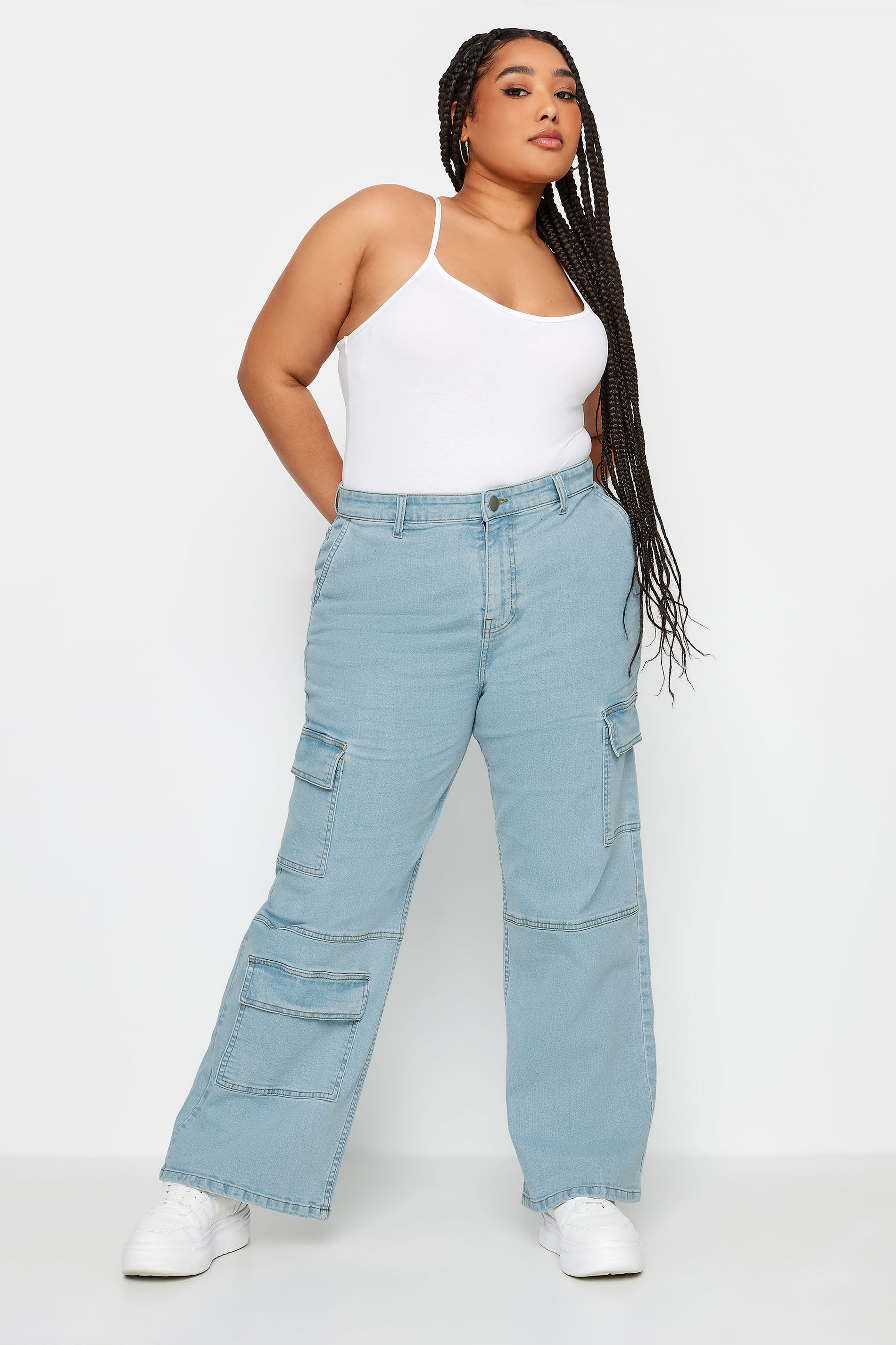 YOURS Curve Mid Blue Stretch Flared Jeans
