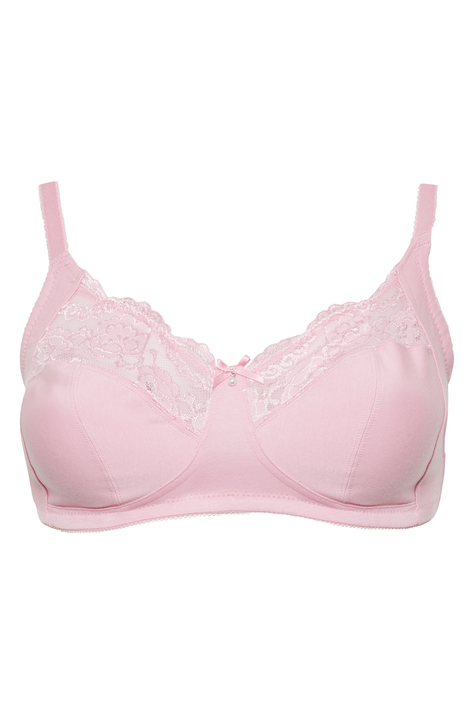 Plus Size Yours 2 Pack Pink And White Non Padded Non Wired Full Cup Bras Yours Clothing 2396