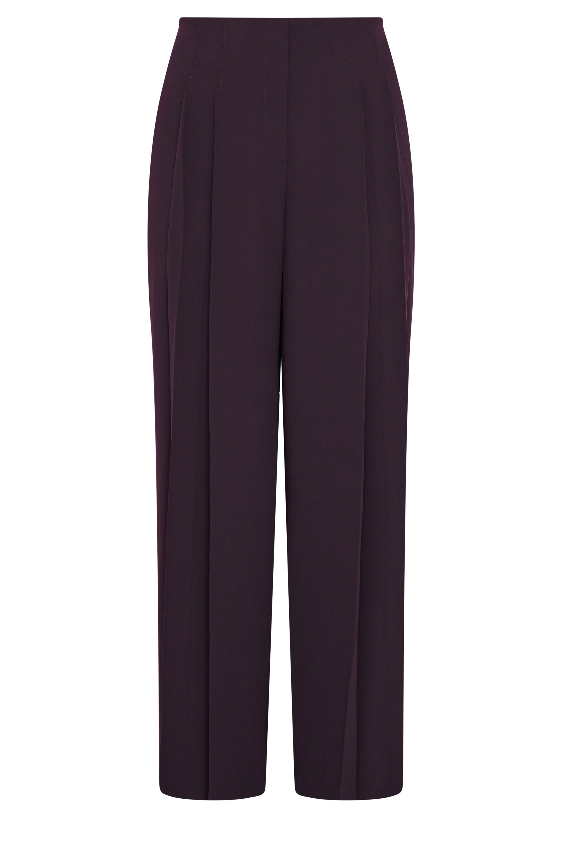 EVANS Plus Size Plum Textured Pleated Trousers | Evans 5