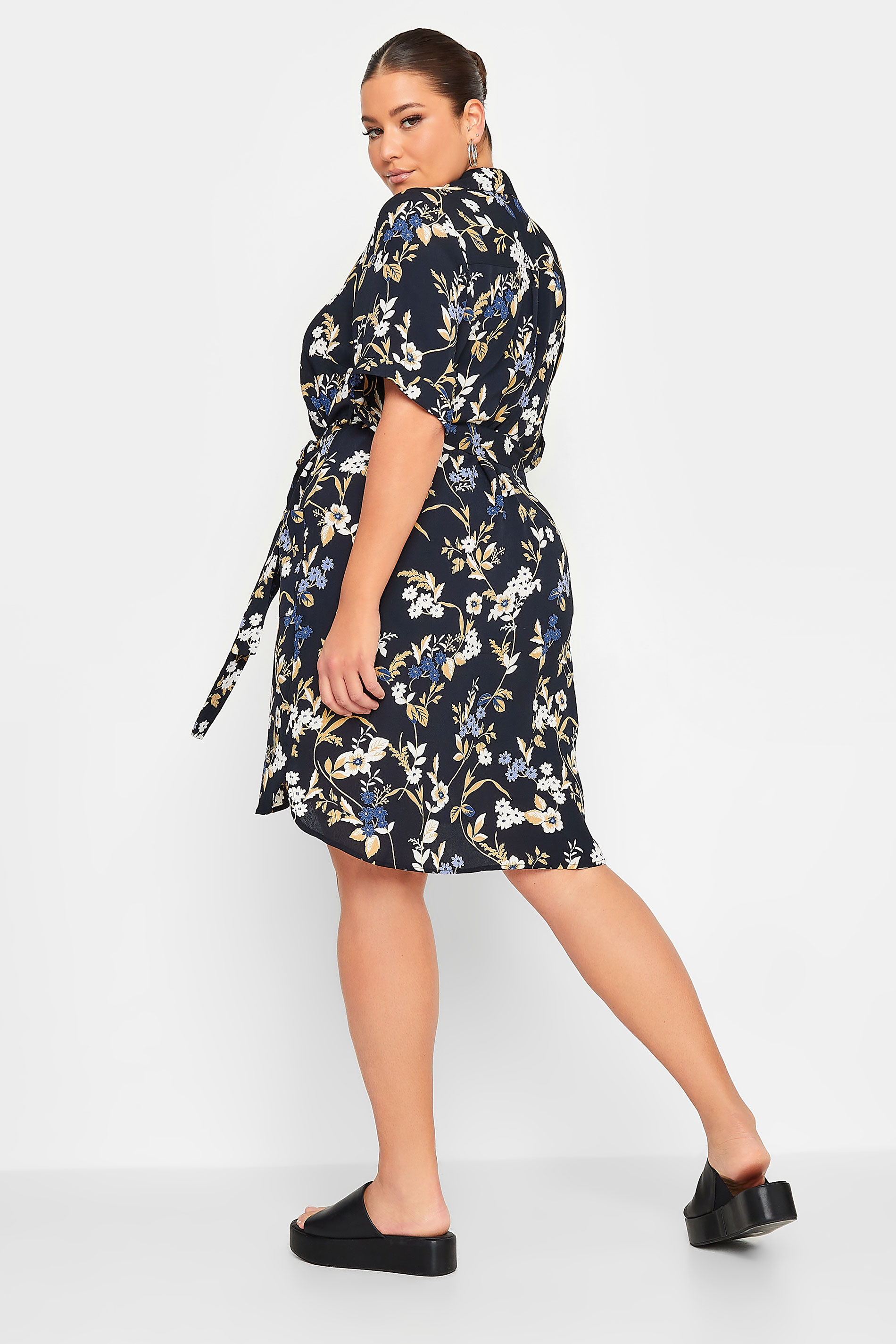 YOURS Plus Size Black Floral Shirt Dress | Yours Clothing 3