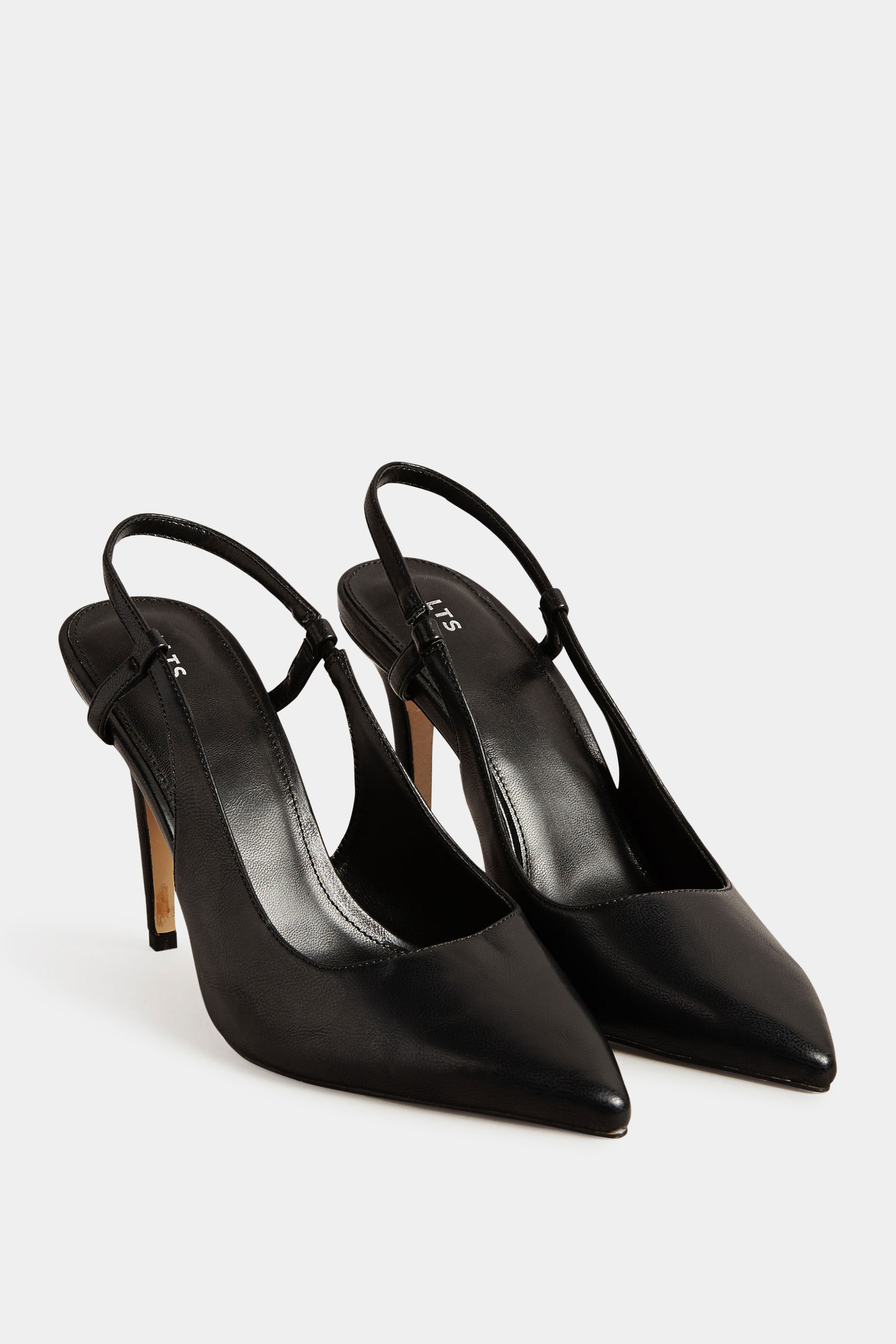 LTS Black Sling Back Heel Court Shoes in Standard Fit | Long Tall Sally 2