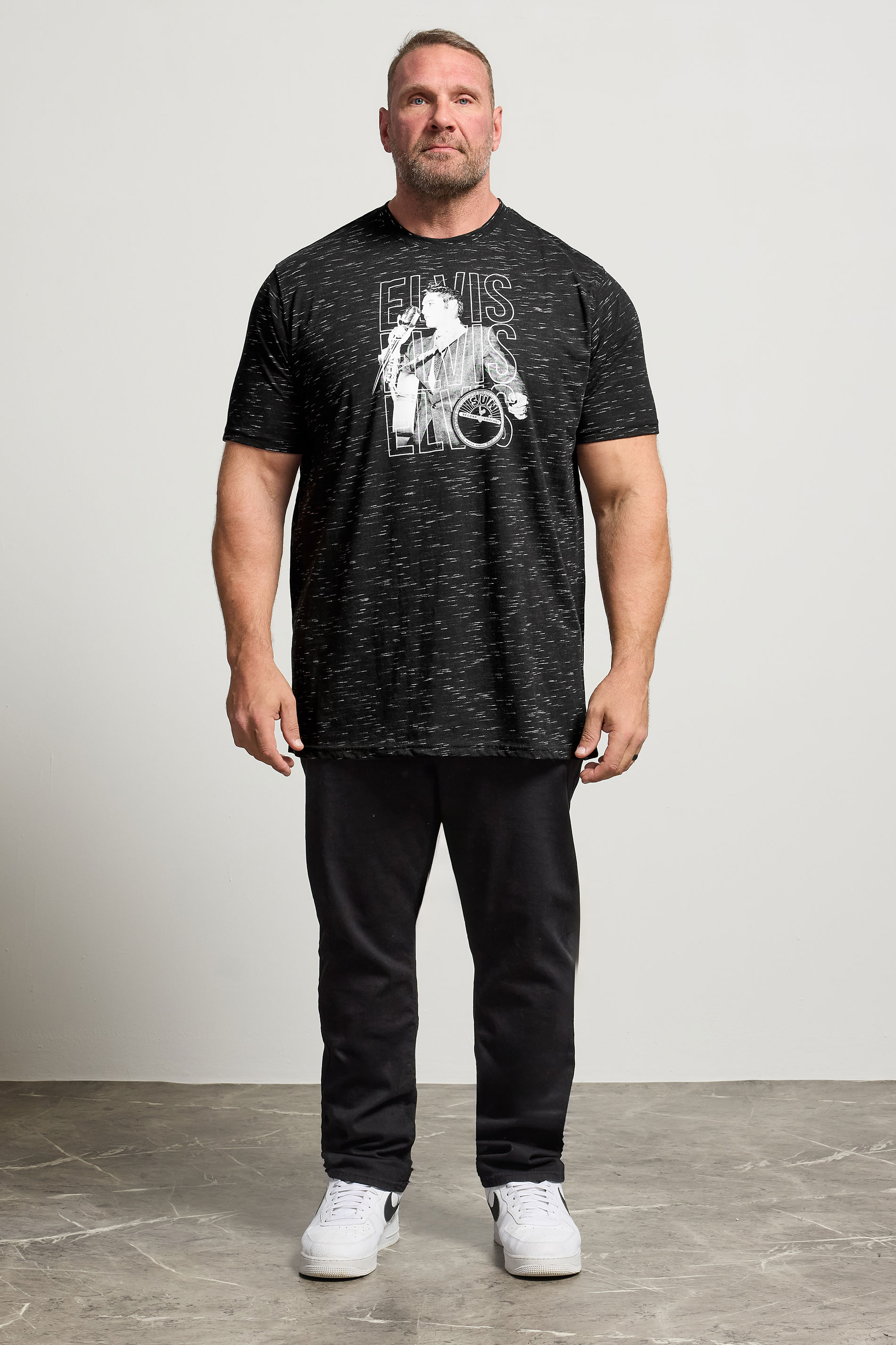 D555 Big & Tall Black Elvis Presley Graphic T-Shirt | BadRhino 1