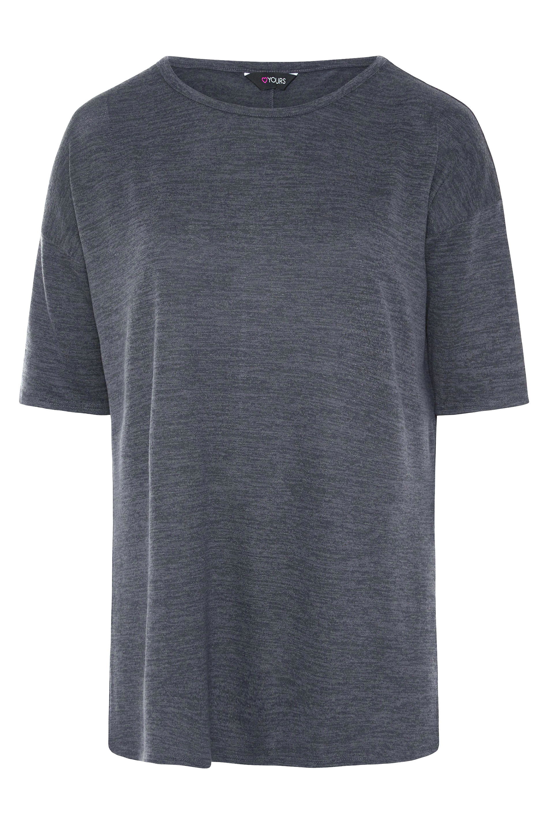 Grande taille  Tops Grande taille  T-Shirts Basiques & Débardeurs | T-Shirt Gris Style Oversize - CI49726