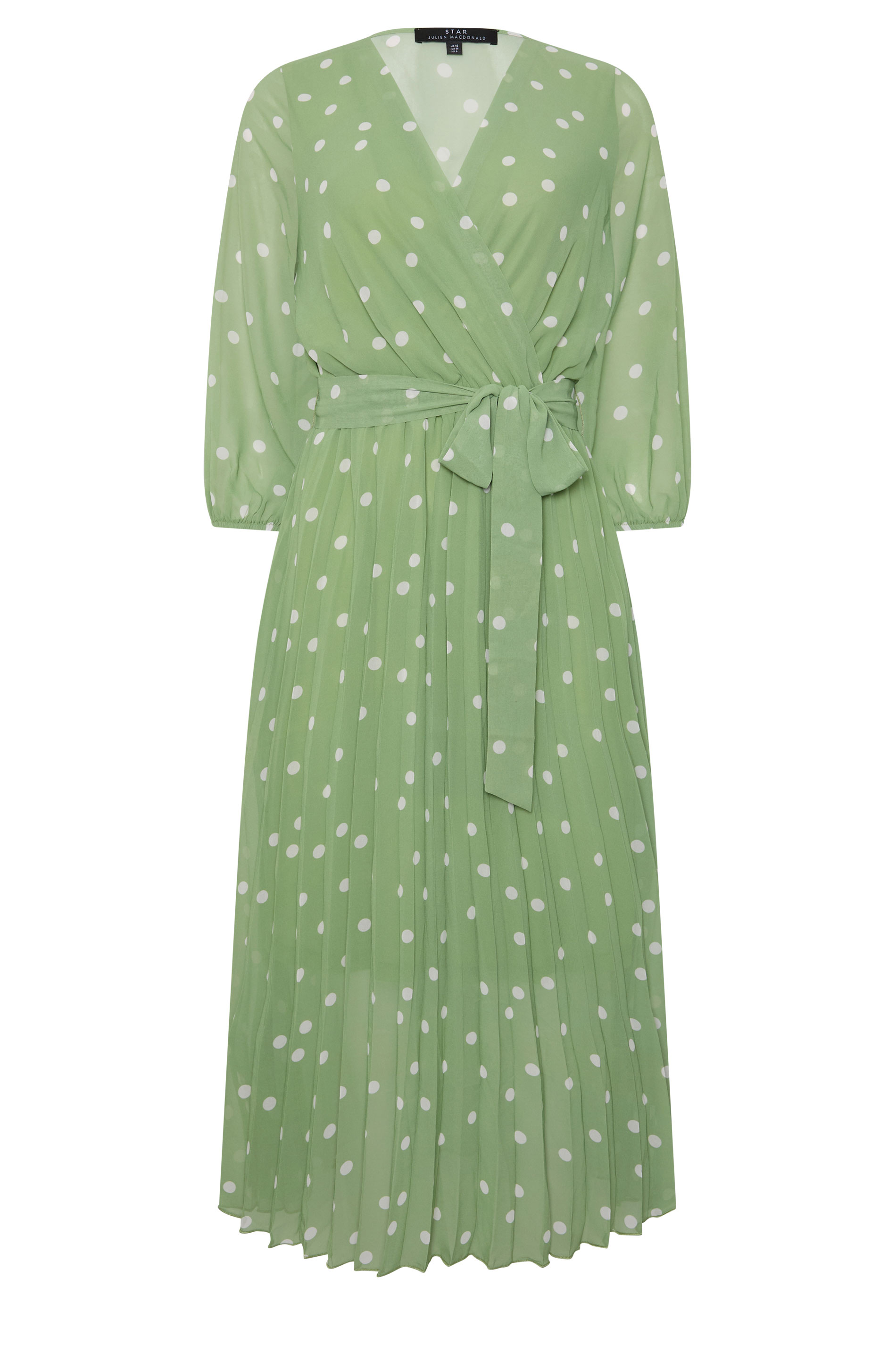 STAR Green Polka Dot Pleated Dress | StarByJM 5