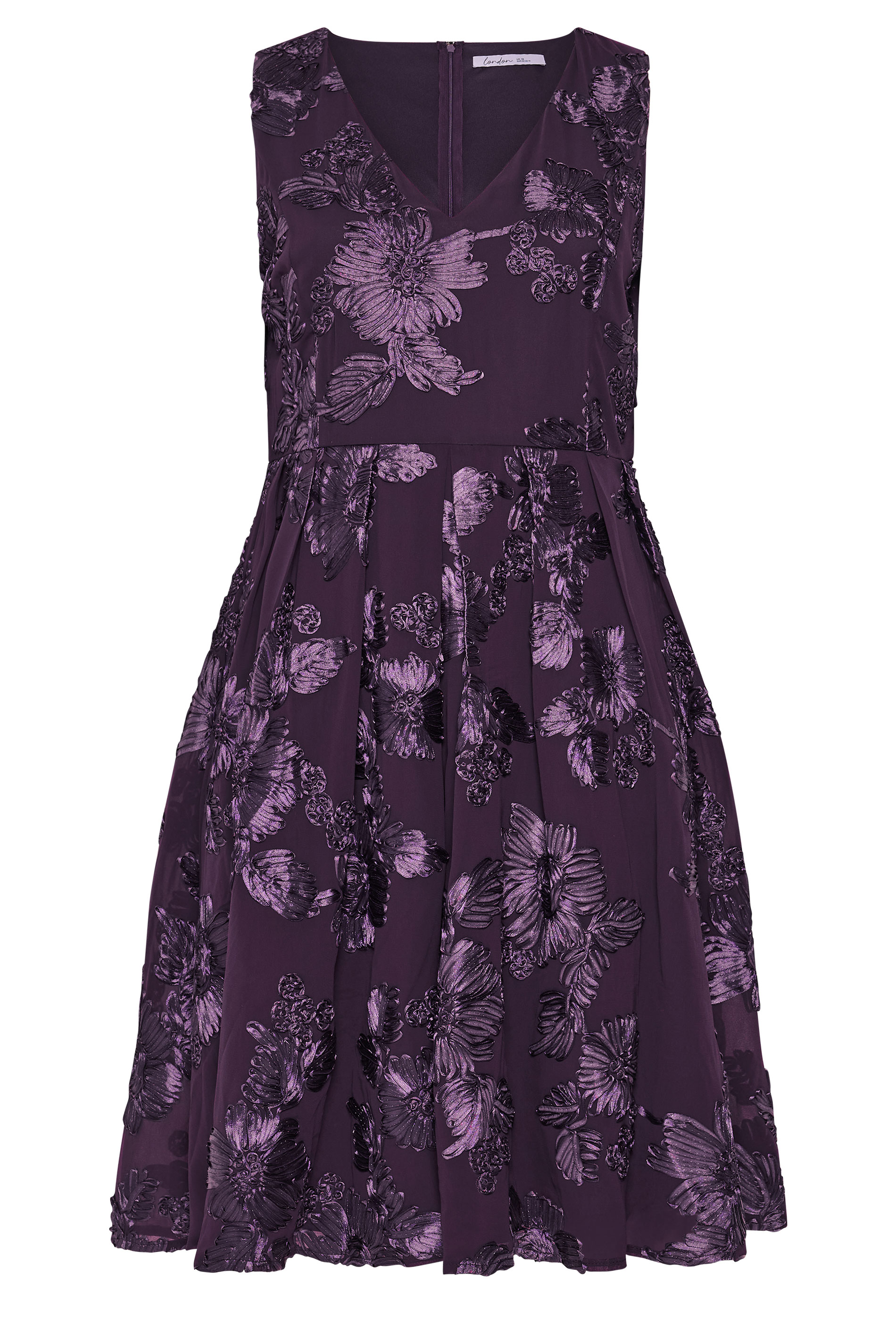 YOURS LONDON Plus Size Purple Flower Applique Mini Dress | Yours Clothing 5