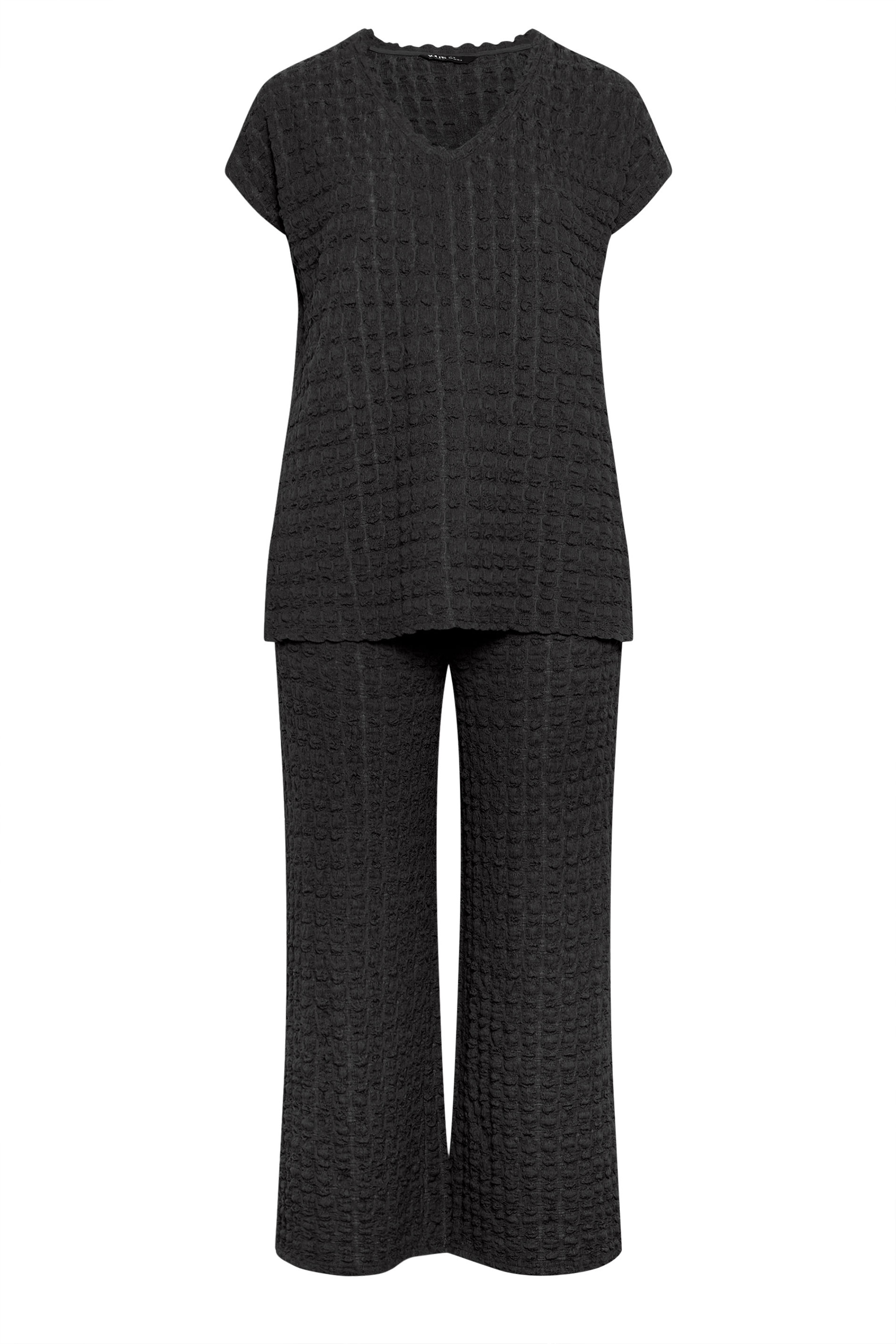 Yours Plus Size Black Set Bubble Textured Top & Trousers | Yours Clothing 6