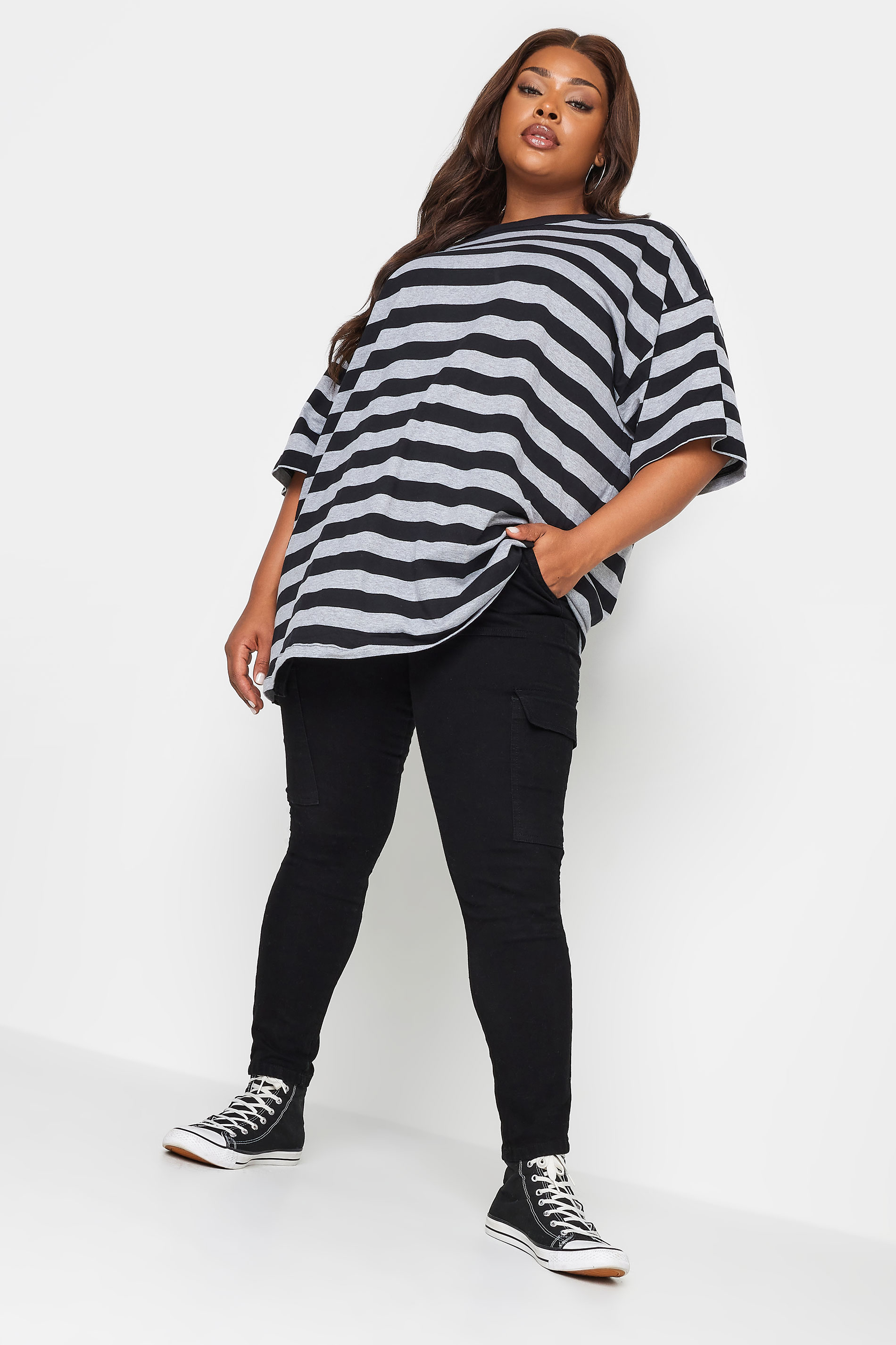 YOURS Curve Plus Size Black Cargo AVA Jeans | Yours Clothing  3